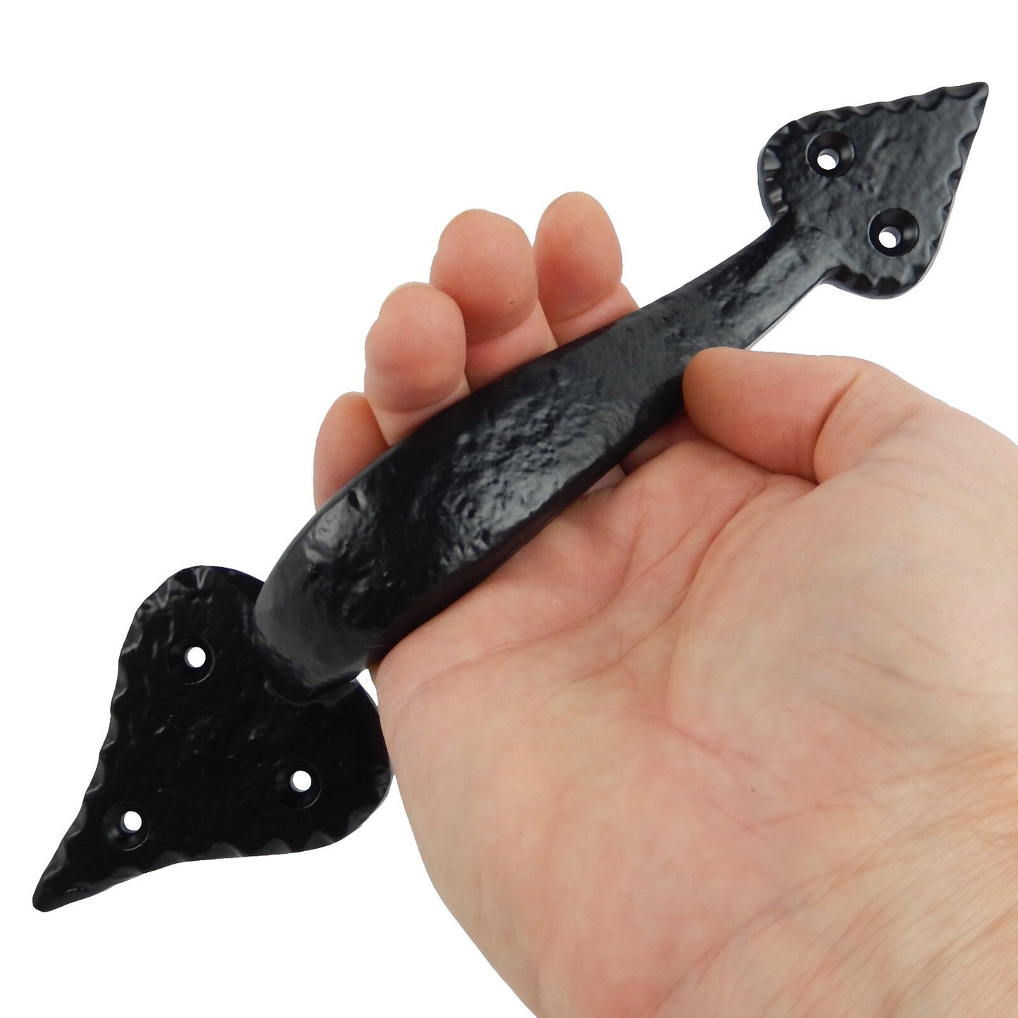 Large Fancy Victorian Cast Iron Door Handle Pull Black Powder Coated 10 inch