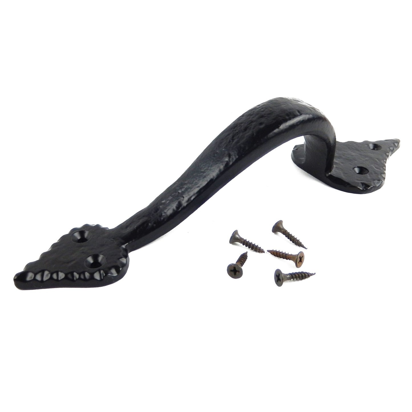 Large Fancy Victorian Cast Iron Door Handle Pull Black Powder Coated 10 inch