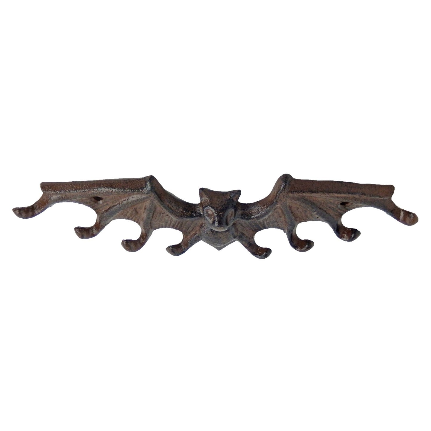 Cast Iron Halloween Bat Wall Hook Key Rack Hanger Rustic Brown 8 Keys Capacity