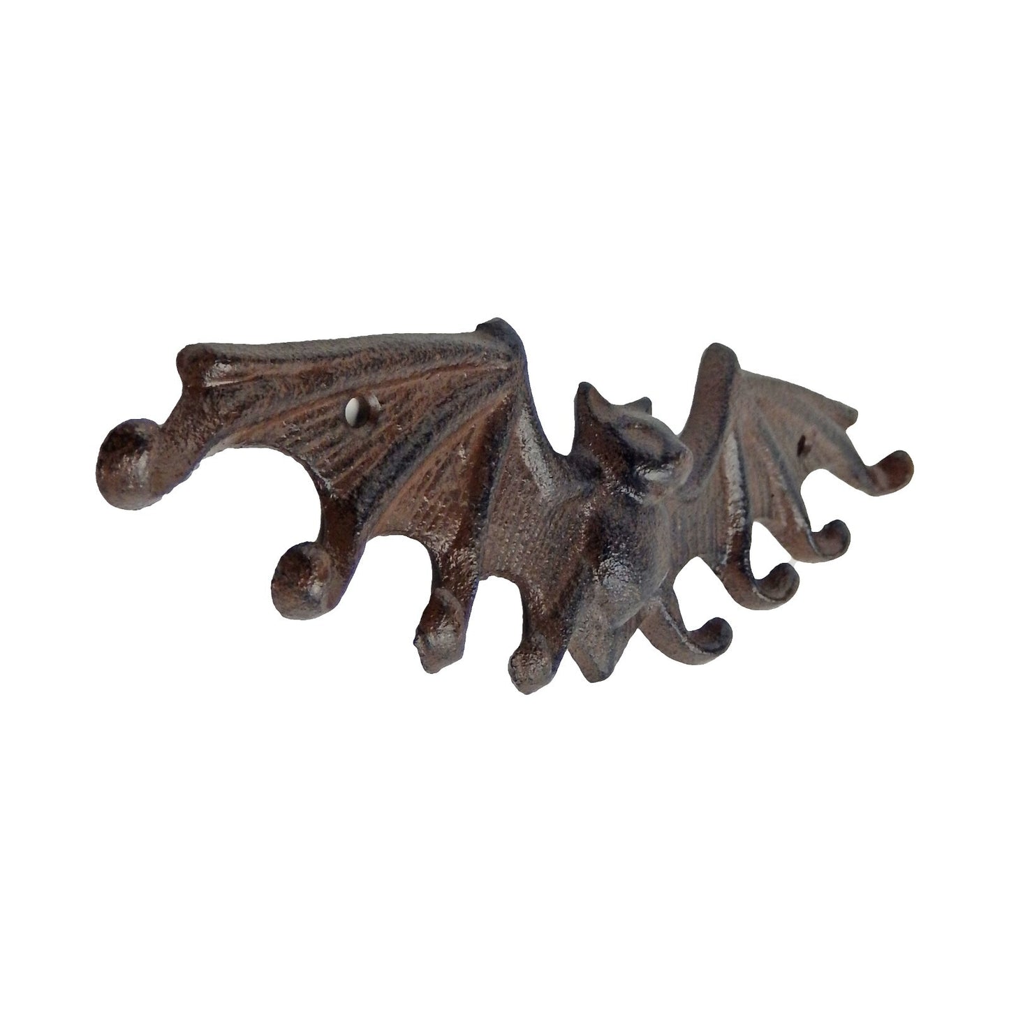 Cast Iron Halloween Bat Wall Hook Key Rack Hanger Rustic Brown 8 Keys Capacity
