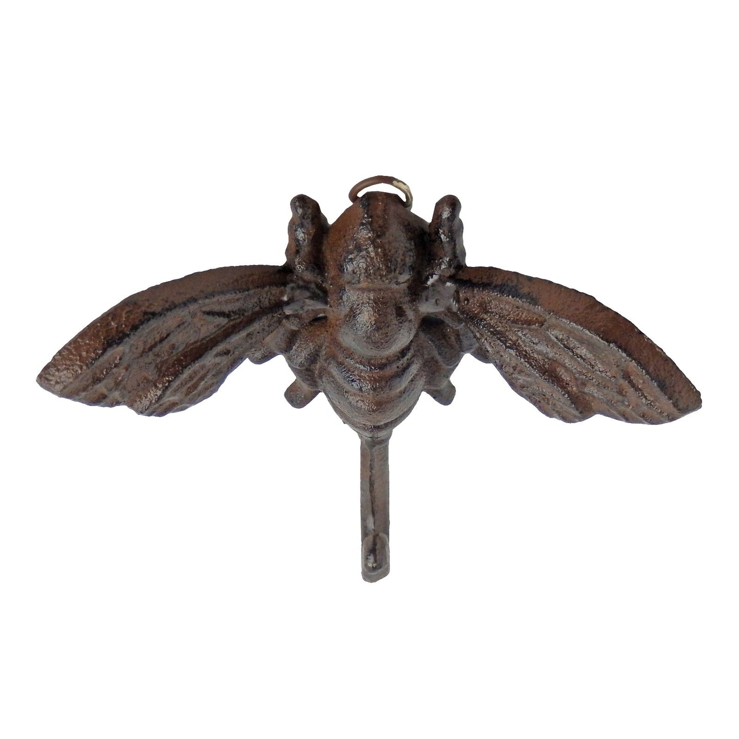 Cast Iron Bee Wall Hook Key Towel Coat Hanger Rustic Antique Brown Finish 6 inch