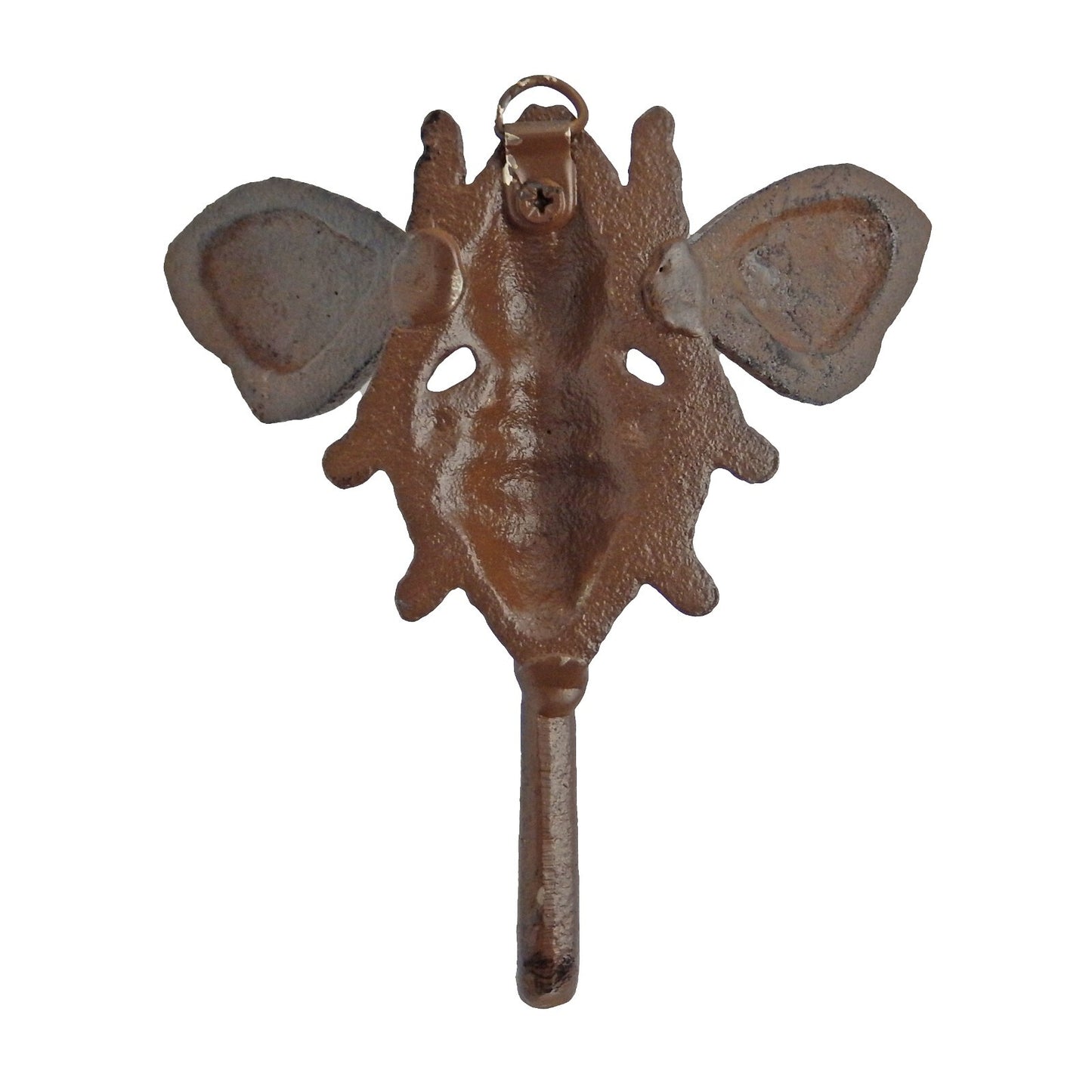 Cast Iron Bee Wall Hook Key Towel Coat Hanger Rustic Antique Brown Finish 6 inch