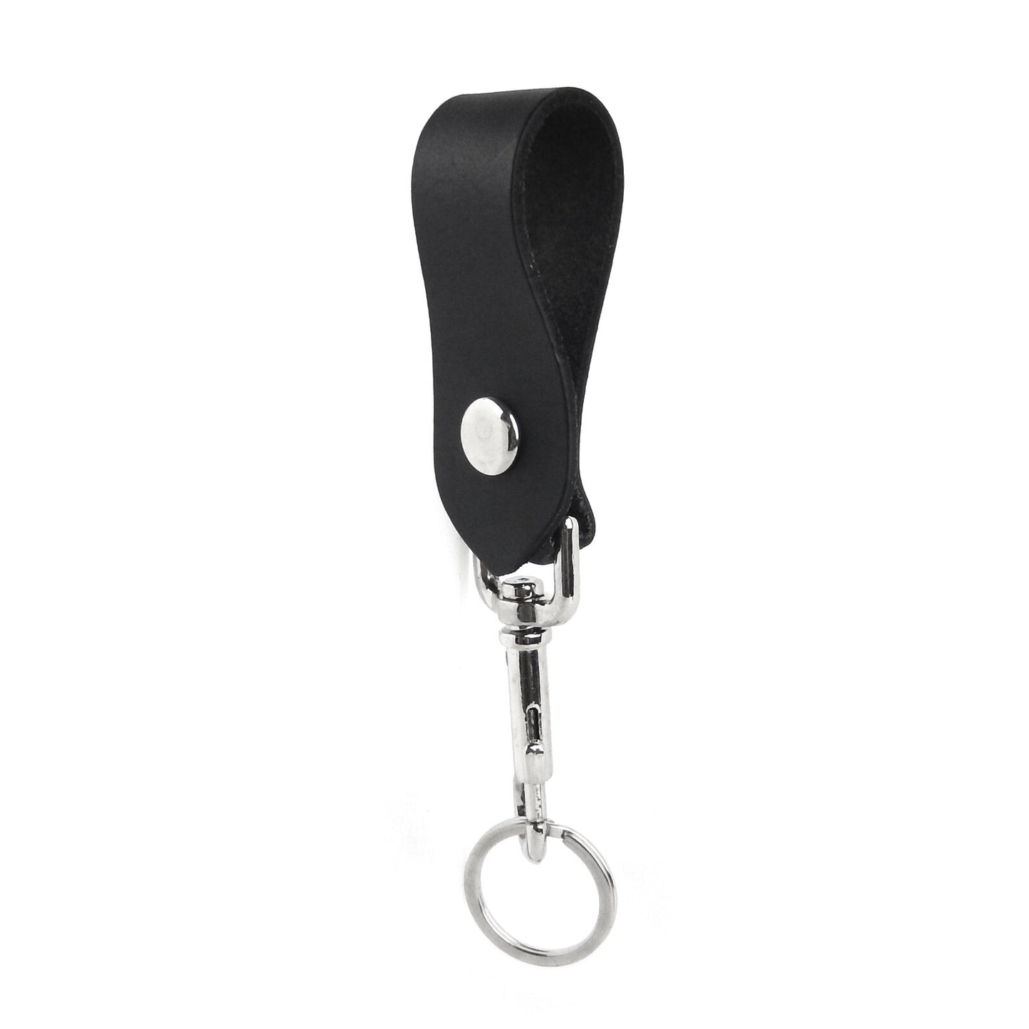 Genuine Black Leather Keychain Ring Belt Strap Loop Trigger Hook Made in USA