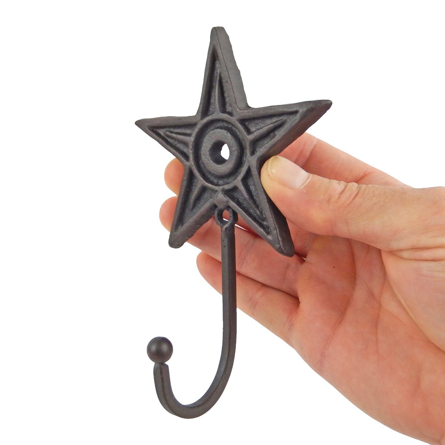Cast Iron Metal Star Wall Hook Rustic Western Key Towel Coat Hanger Dark Maroon