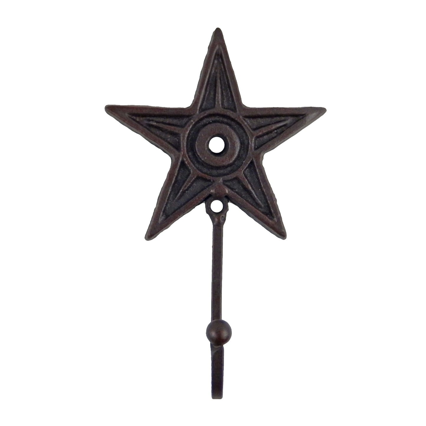 Cast Iron Metal Star Wall Hook Rustic Western Key Towel Coat Hanger Dark Maroon