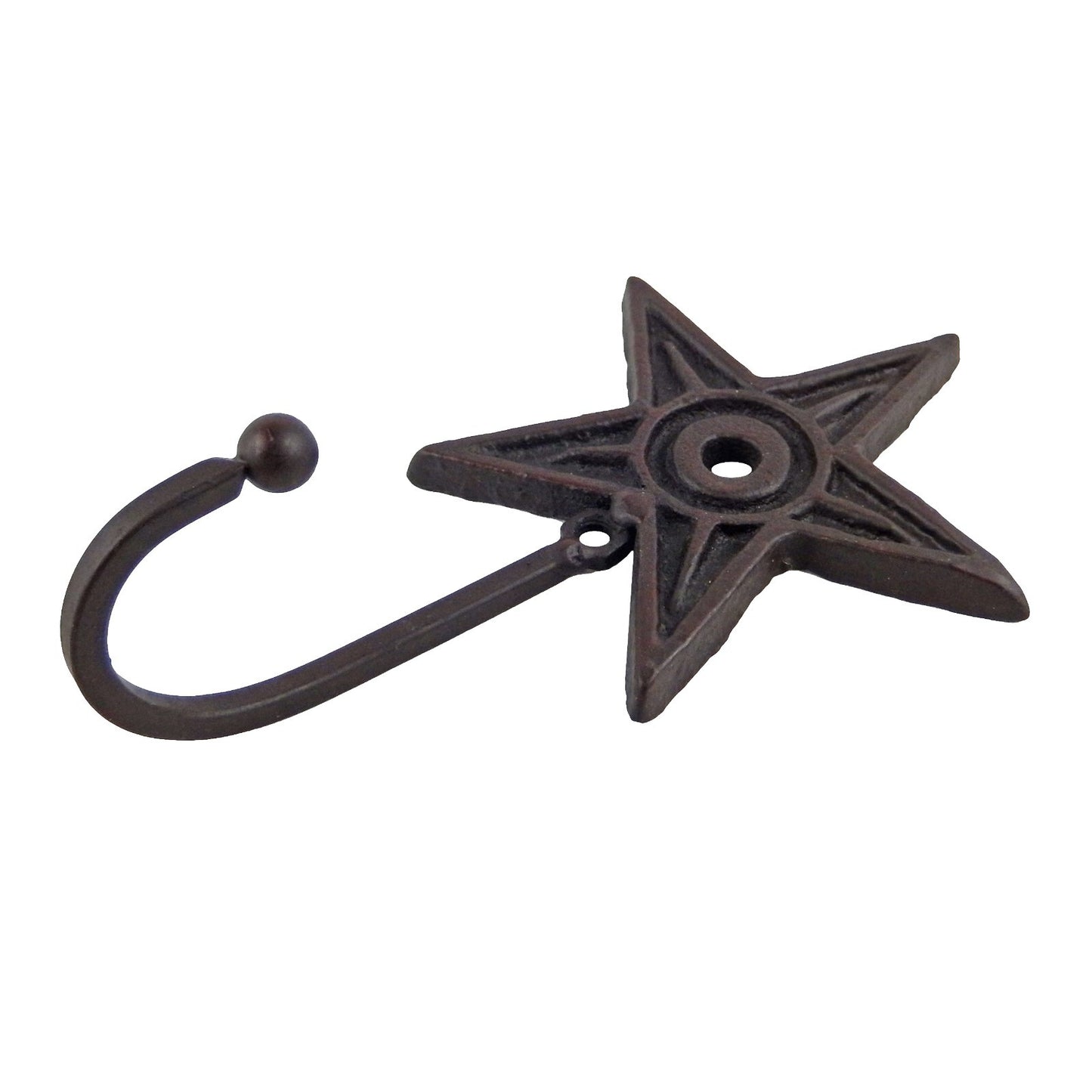 Cast Iron Metal Star Wall Hook Rustic Western Key Towel Coat Hanger Dark Maroon