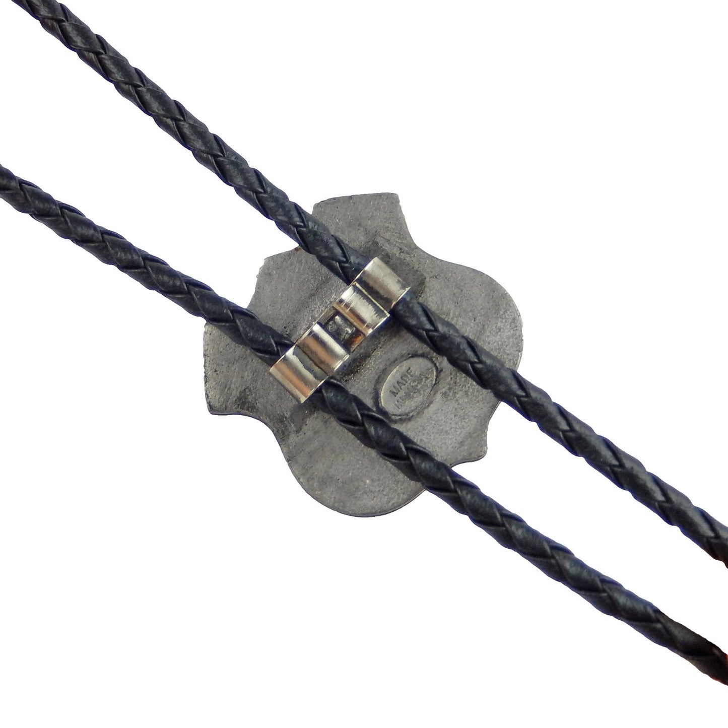Western Silver Tone Route 66 Bolo Tie Adjustable 36 inch Black Cord Made in USA