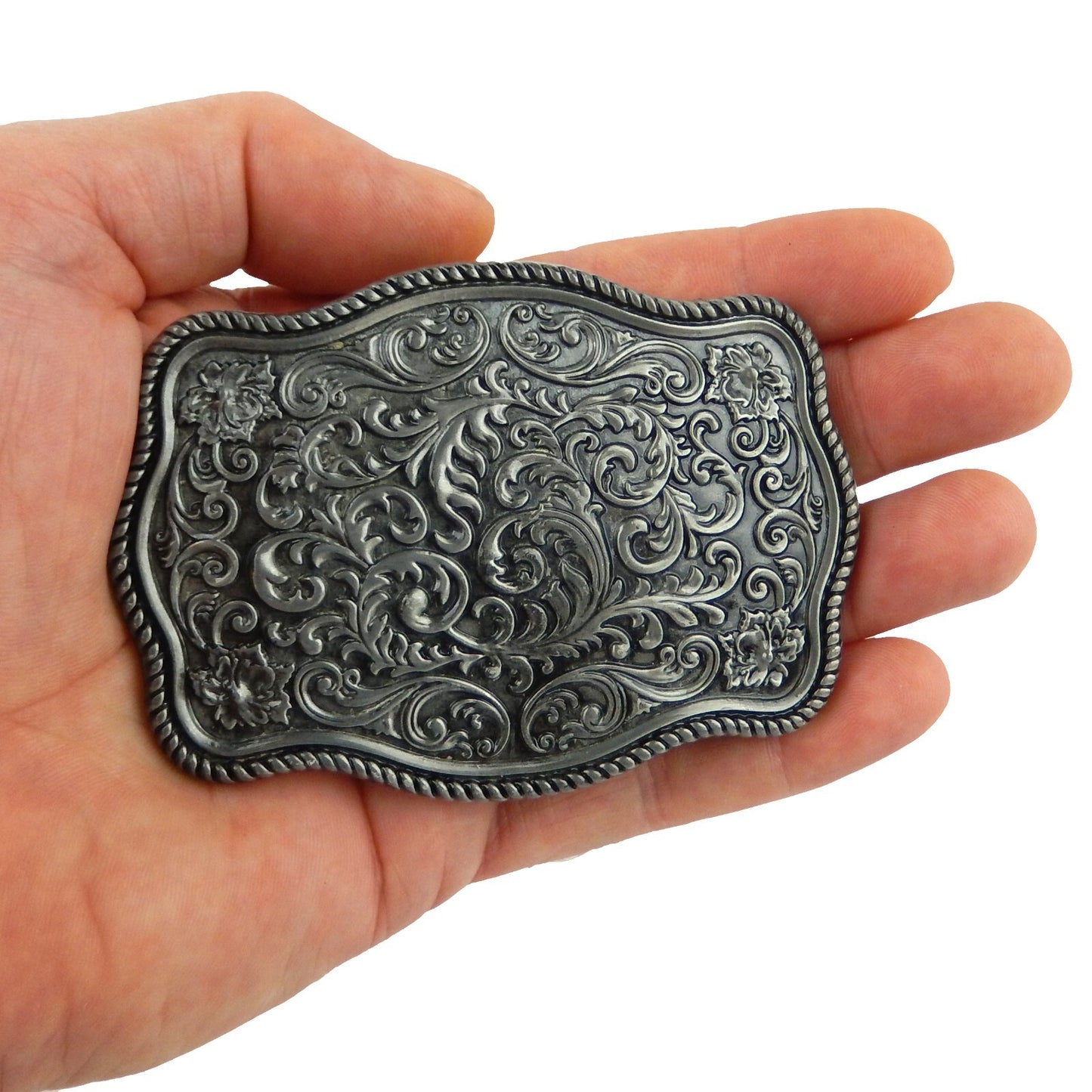 Western Cowgirl Women's Floral Belt Buckle Antique Silver Fits 1.5 inch Belts