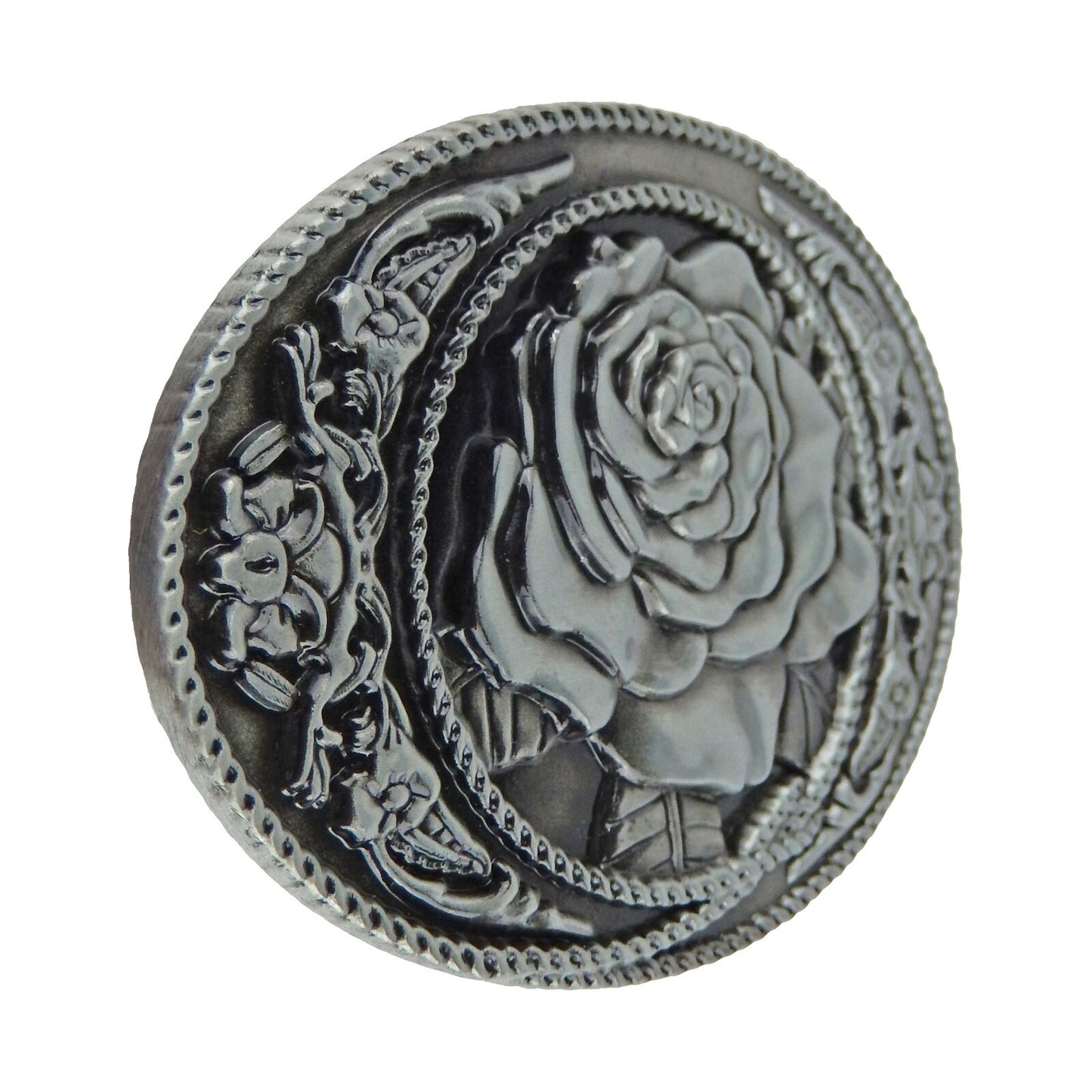 Western Women's Floral Rose Oval Belt Buckle Antique Silver Fits 1.5 inch Belts