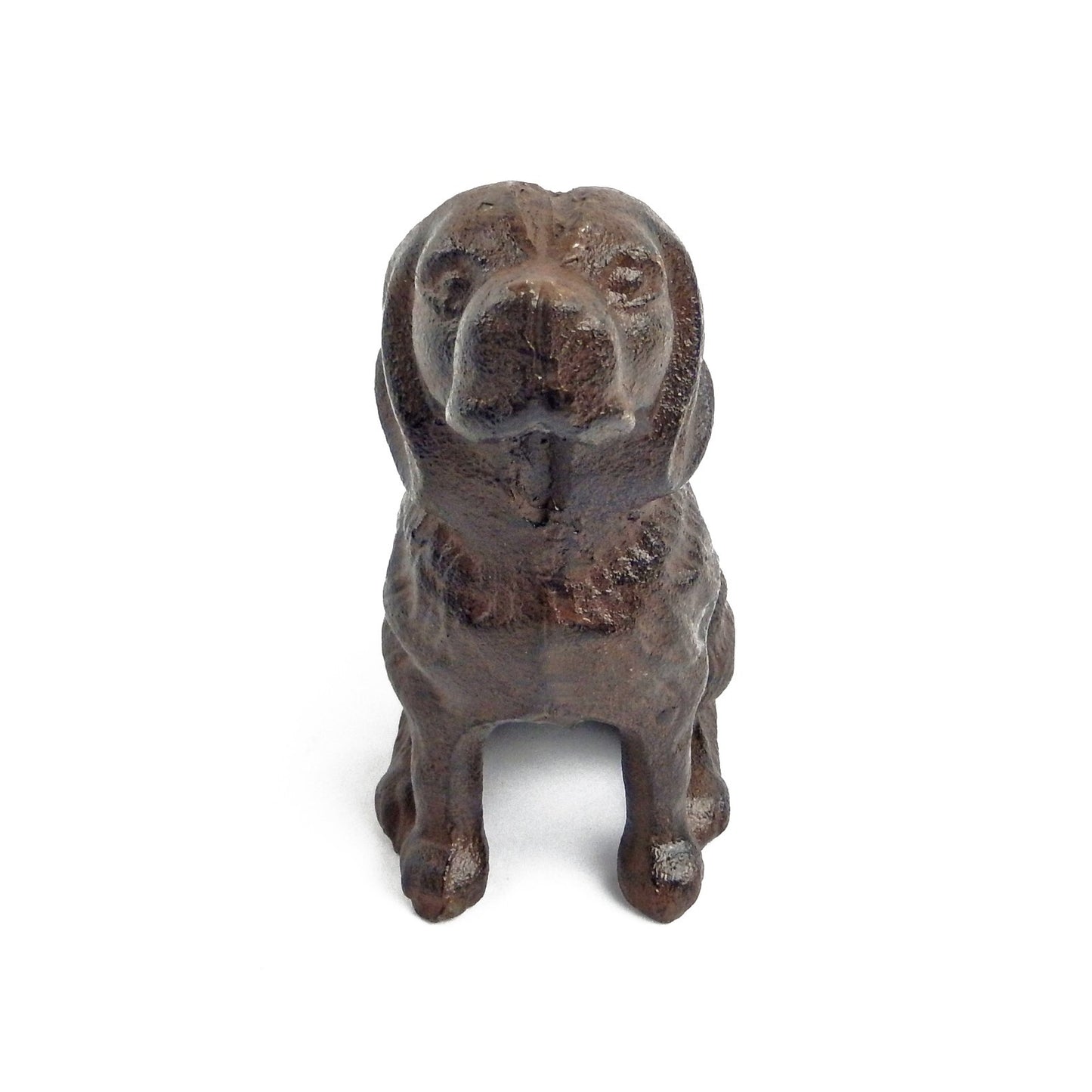 Cast Iron Sitting Dog Shelf Figurine Statue Rustic Brown Finish 6 inch Tall