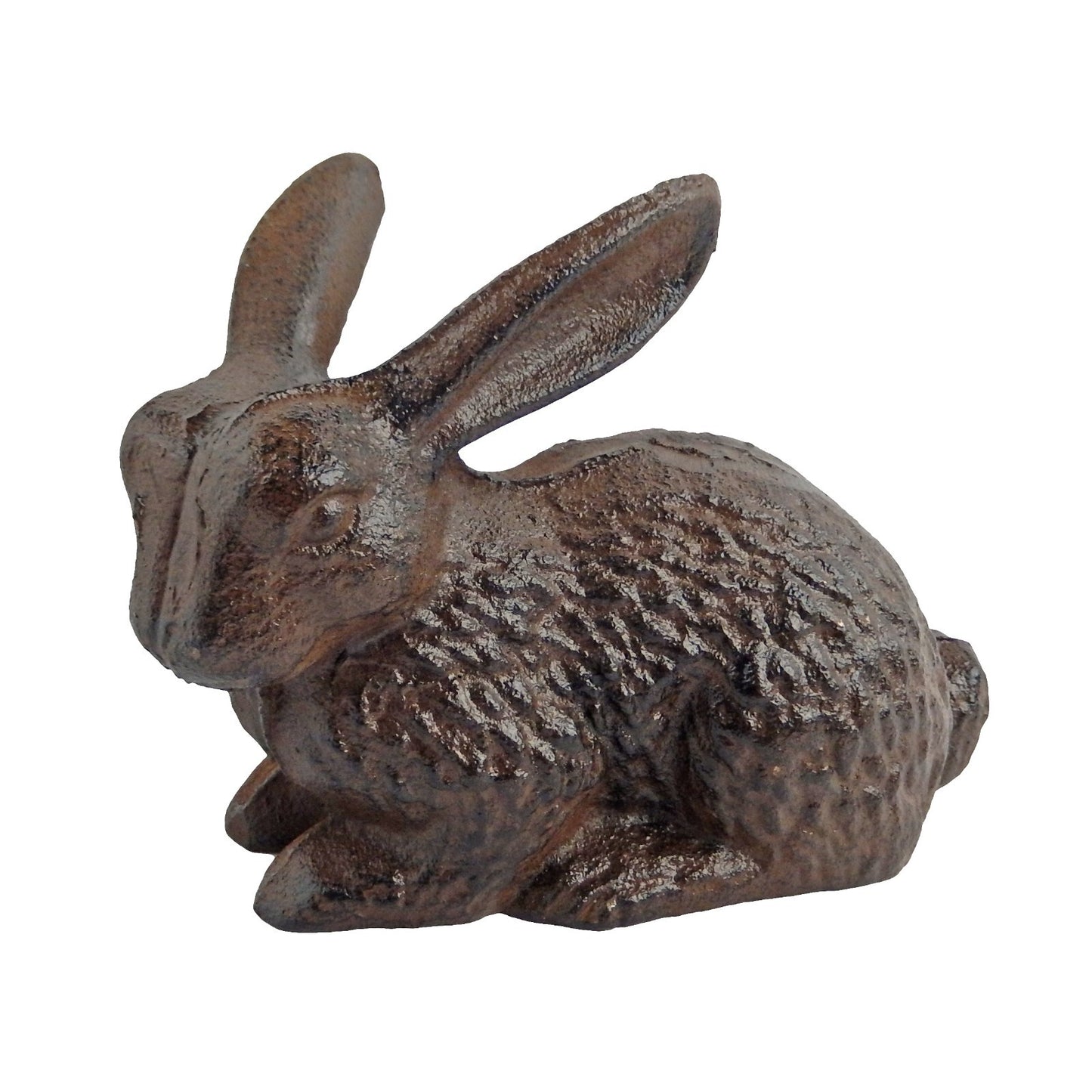 Metal Cast Iron Bunny Rabbit Figurine Shelf Sitter Garden Yard Decor Brown
