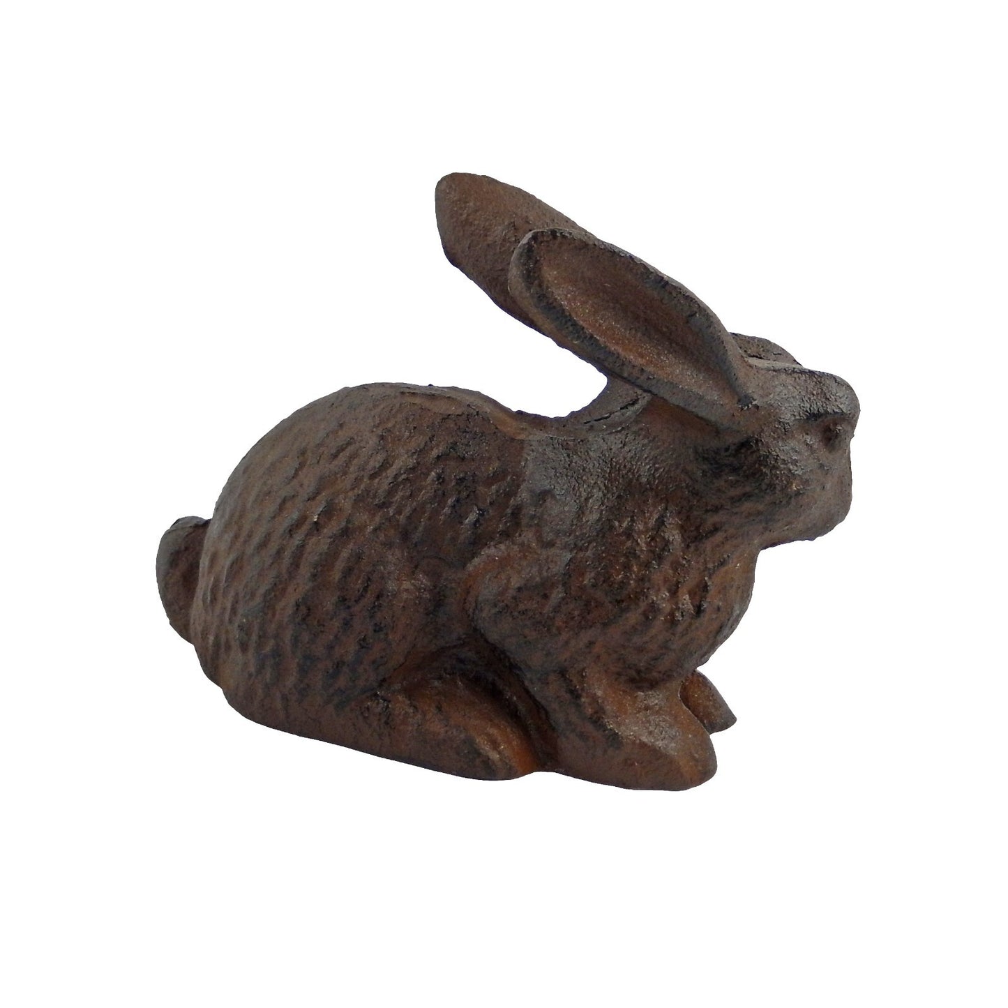 Metal Cast Iron Bunny Rabbit Figurine Shelf Sitter Garden Yard Decor Brown