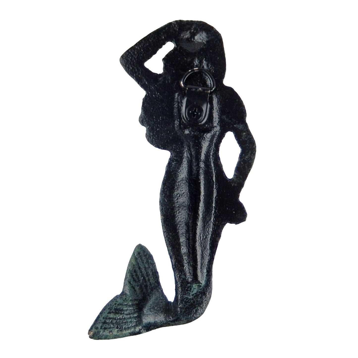 Cast Iron Mermaid Nautical Wall Decor Hook Towel Coat Hanger Verdigris Green