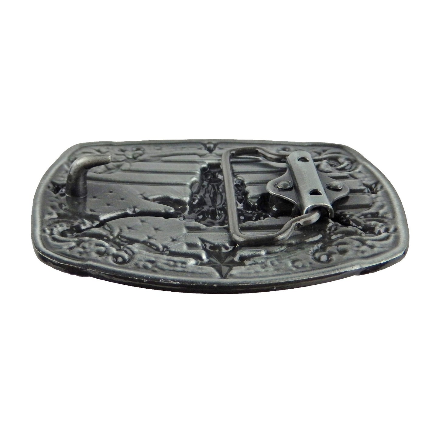 American Flag Longhorn Steer Star Belt Buckle Antique Silver Fits 1.5 inch Belts