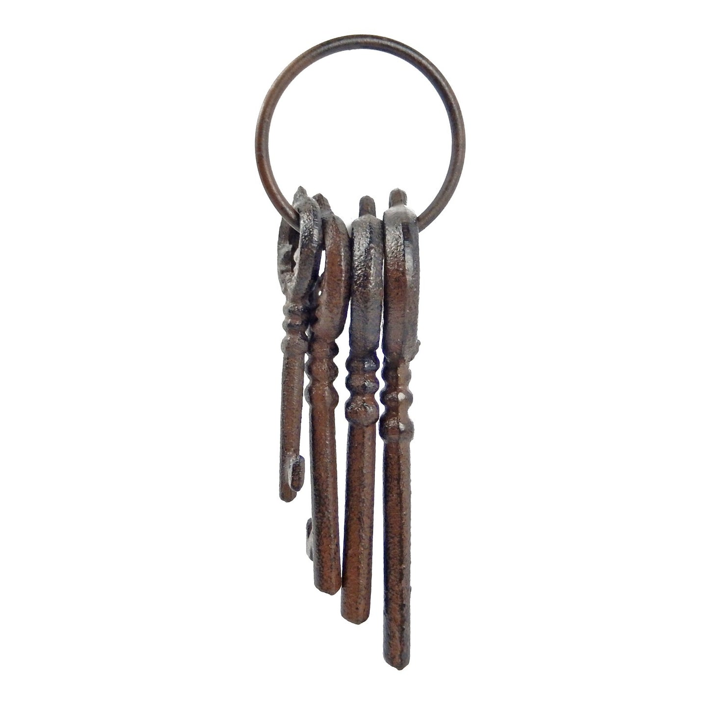 Metal Cast Iron Decorative Jailer's Skeleton 4 Keys On Ring Rustic Antique Style