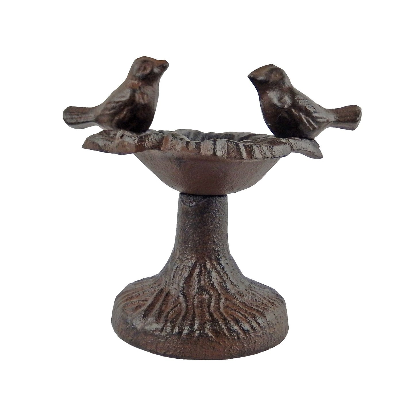 Small Cast Iron Leaf Perched Birds Feeder Free Standing Garden Porch Decor