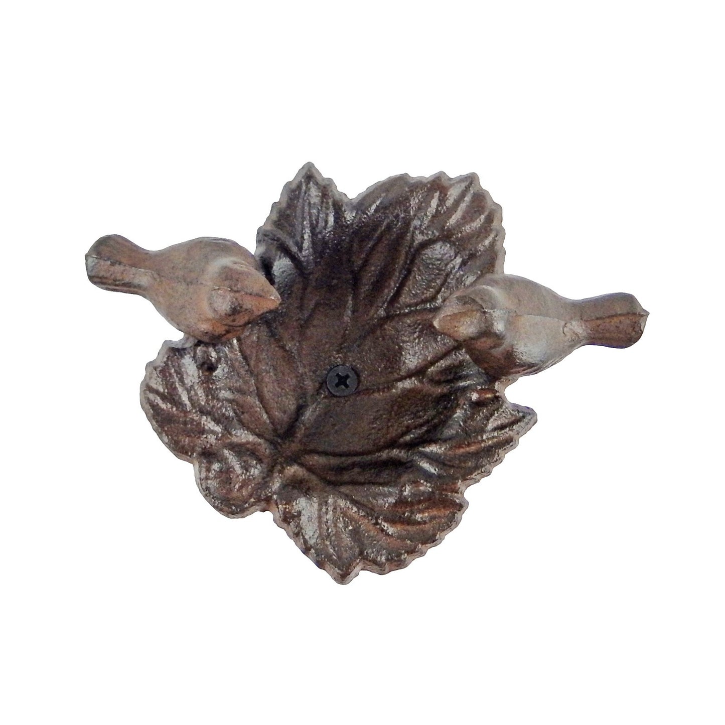 Small Cast Iron Leaf Perched Birds Feeder Free Standing Garden Porch Decor