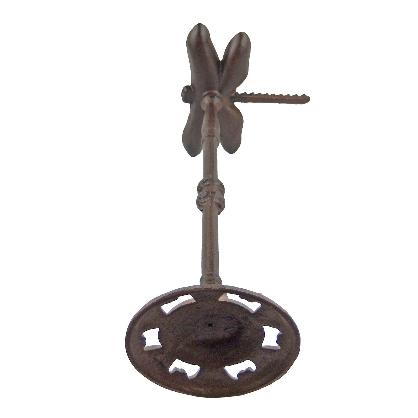 Metal Cast Iron Dragonfly Bird Feeder Free Standing Garden Decor 16.5 inch Tall