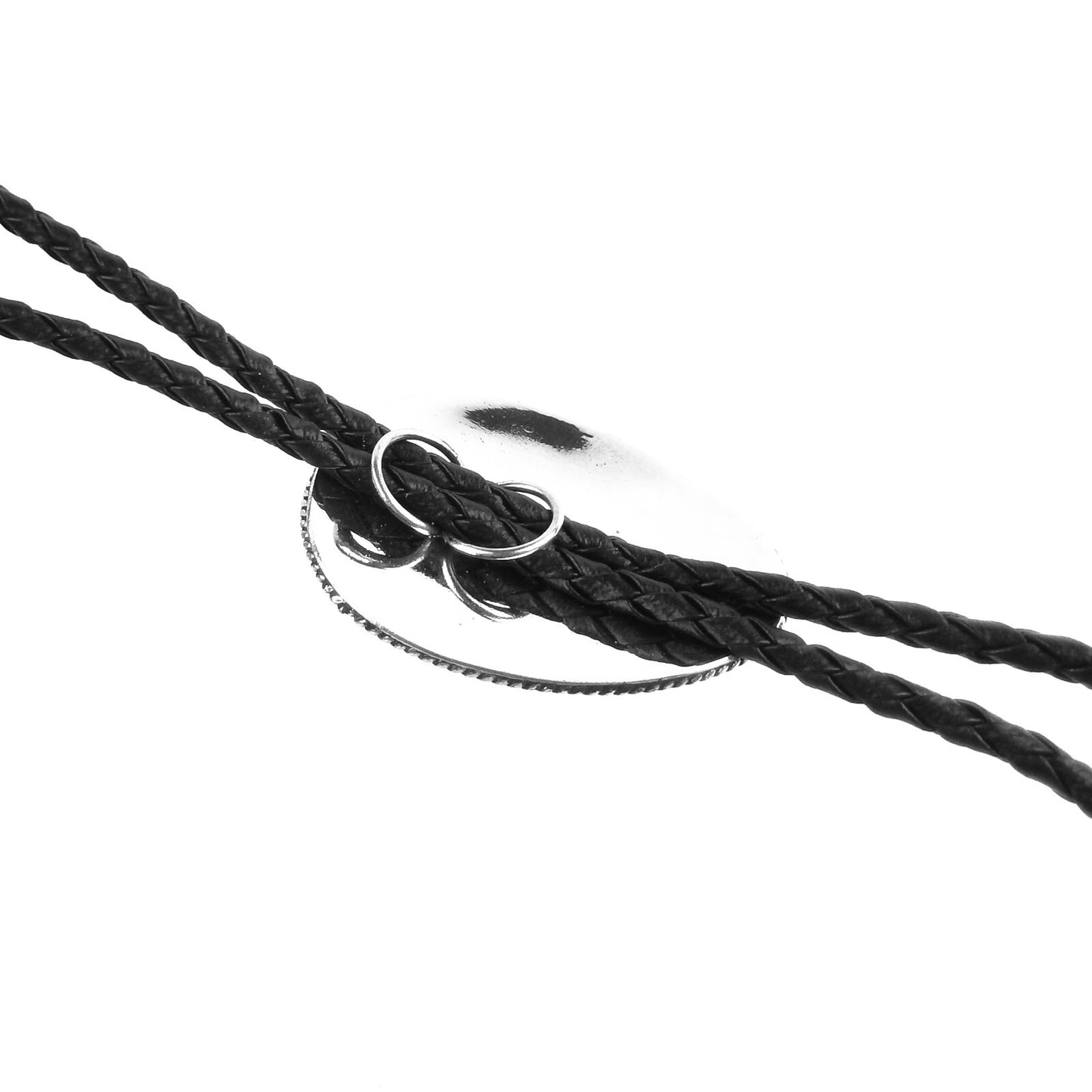 Turquoise Stone Floral Bolo Tie German Silver 36 inch Black Cord Made in USA