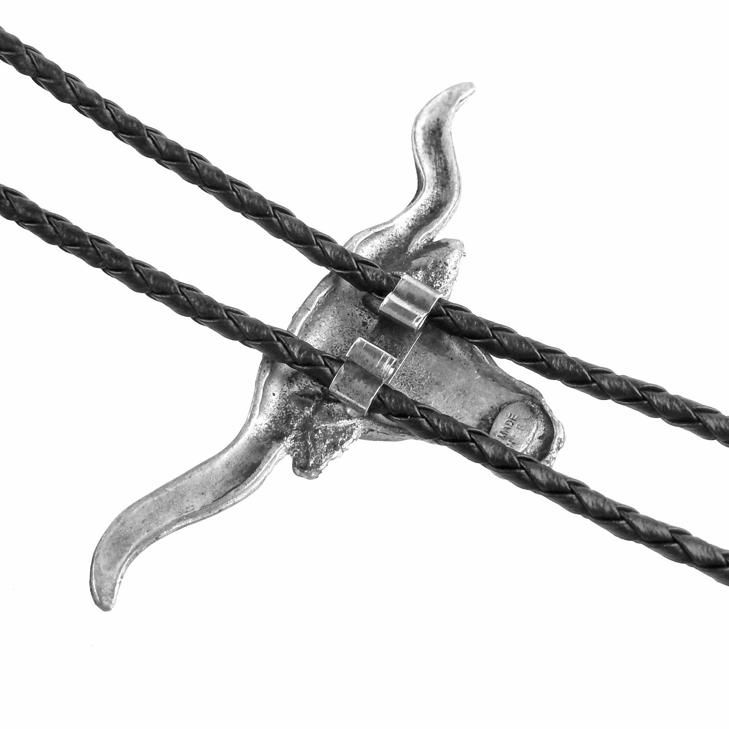 Steer Head Bolo Tie Western Longhorn Silver Tone 36 inch Black Cord USA Made