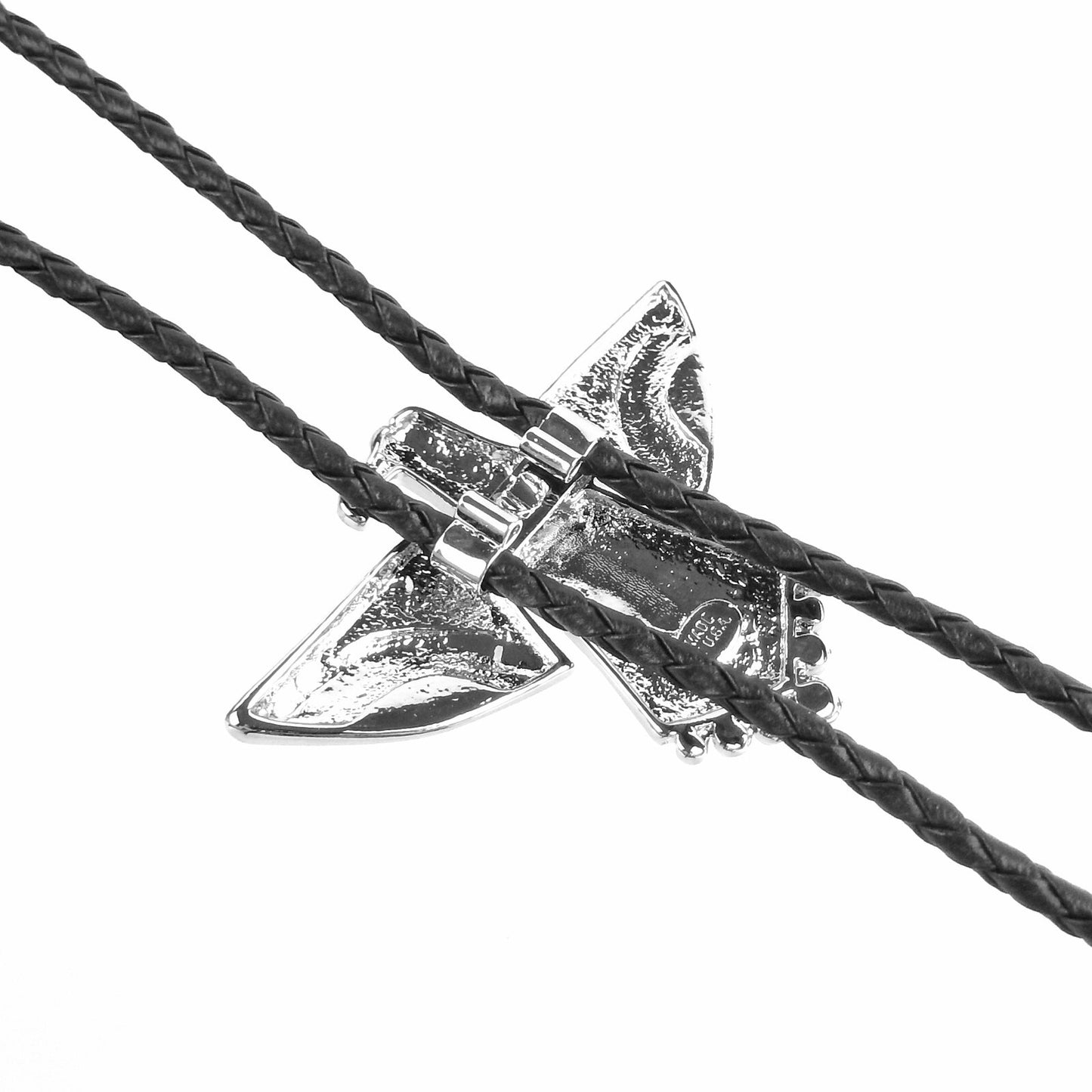 Thunderbird Eagle Bolo Tie Silver Plated Blue Enamel 36 inch Black Cord USA Made