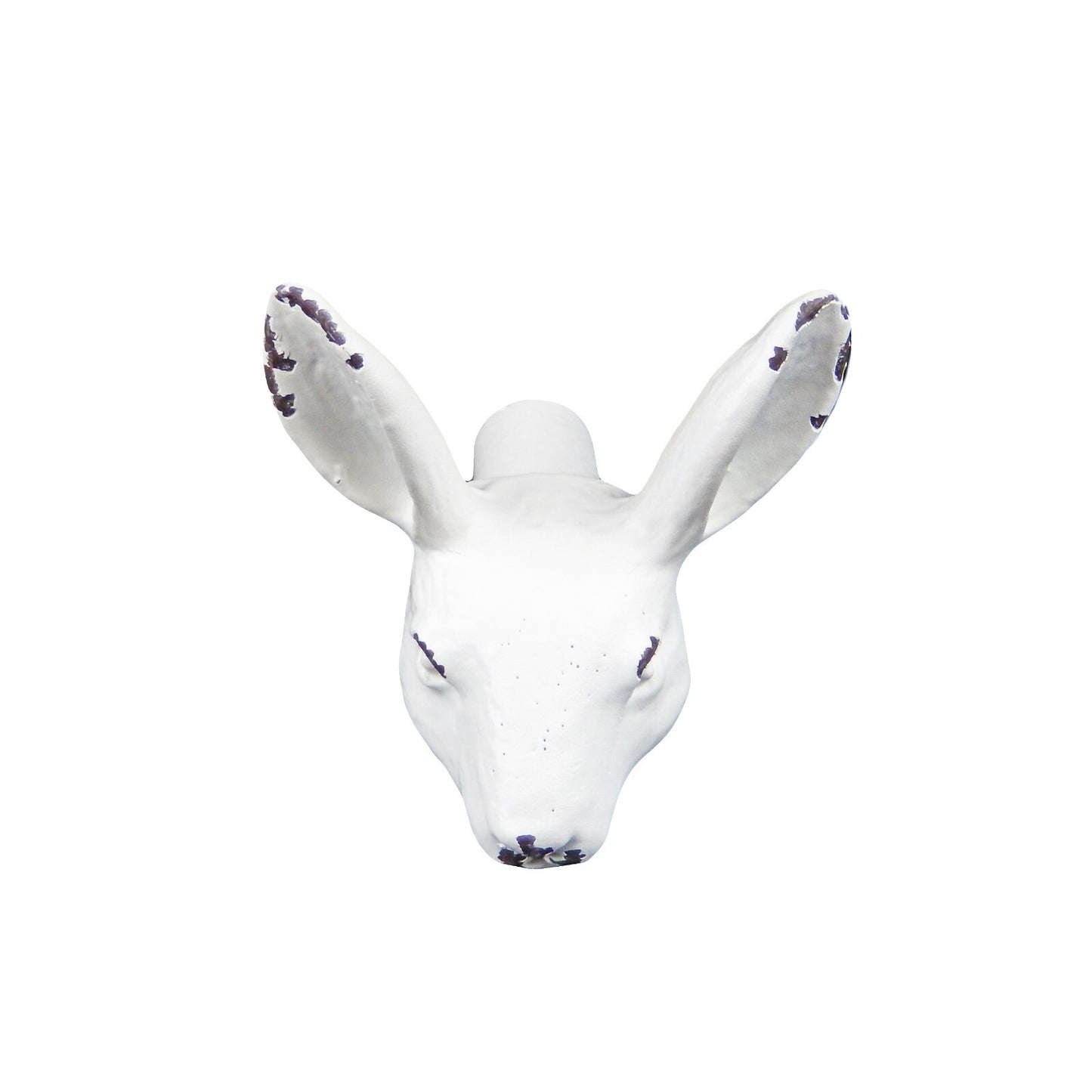 Small Cast Iron White Bunny Rabbit Cabinet Drawer Knob Pull Antique Style 1.5 in