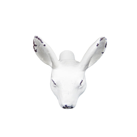 Small Cast Iron White Bunny Rabbit Cabinet Drawer Knob Pull Antique Style 1.5 in