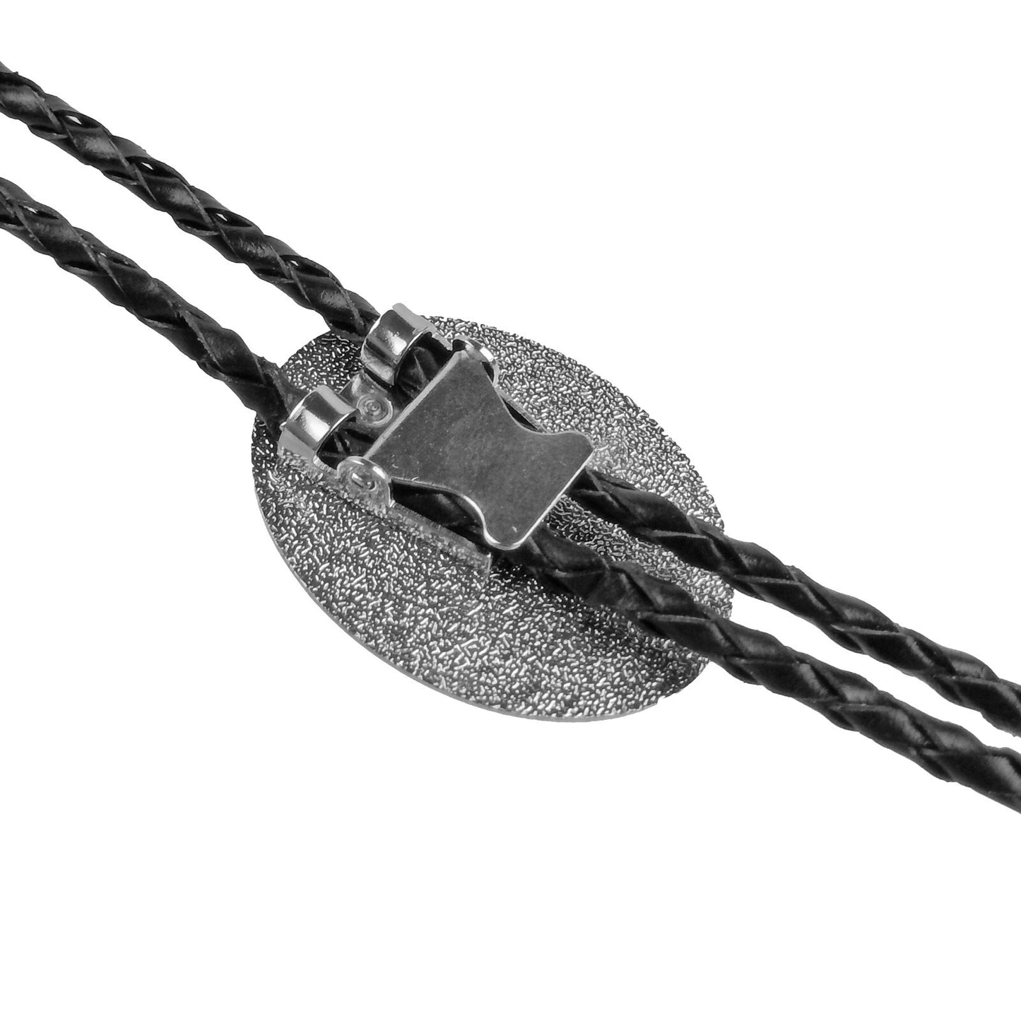 Oval Black Onyx Natural Stone Bolo Tie Silver Color 40 inch Black Leather Cord