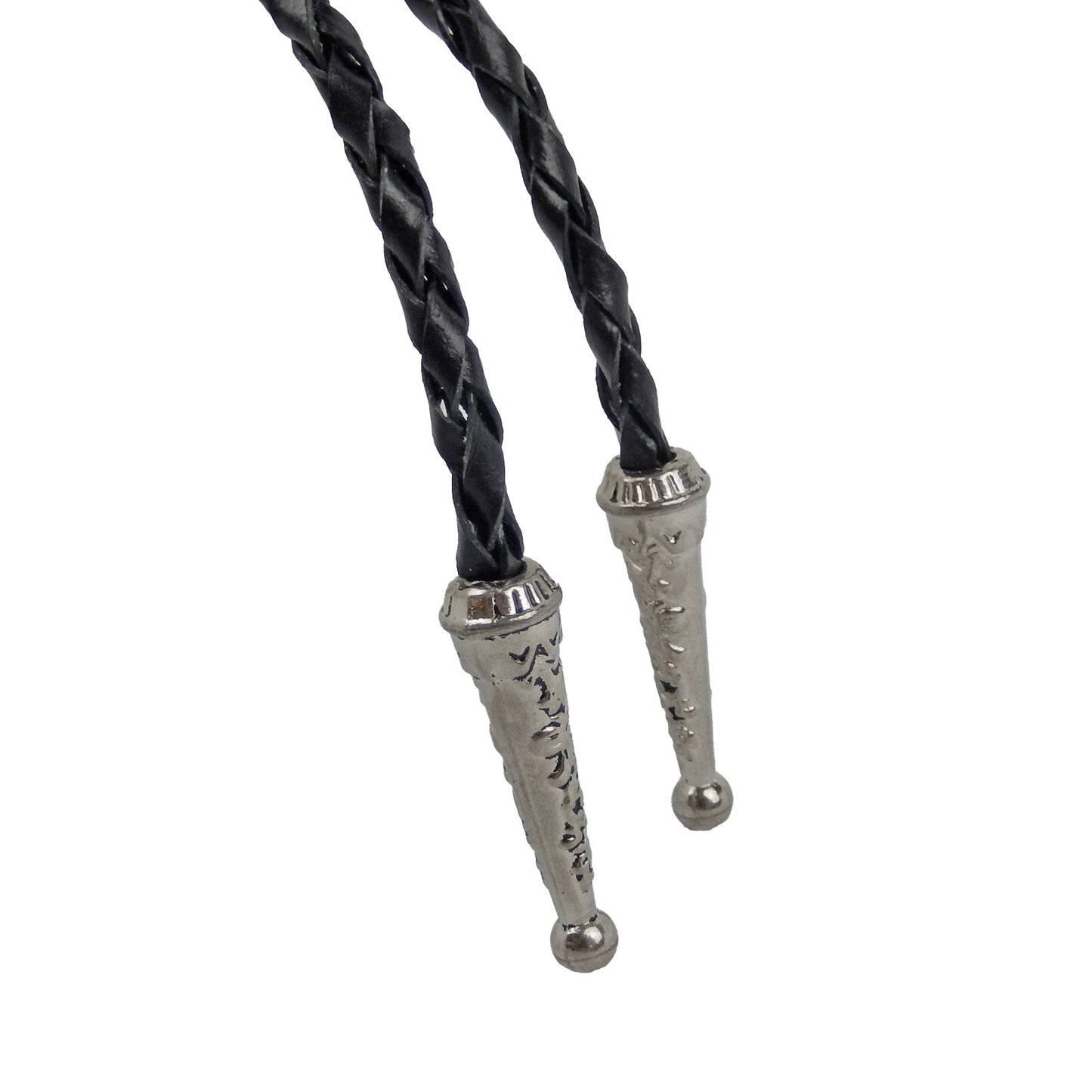 Oval Black Onyx Natural Stone Bolo Tie Silver Color 40 inch Black Leather Cord