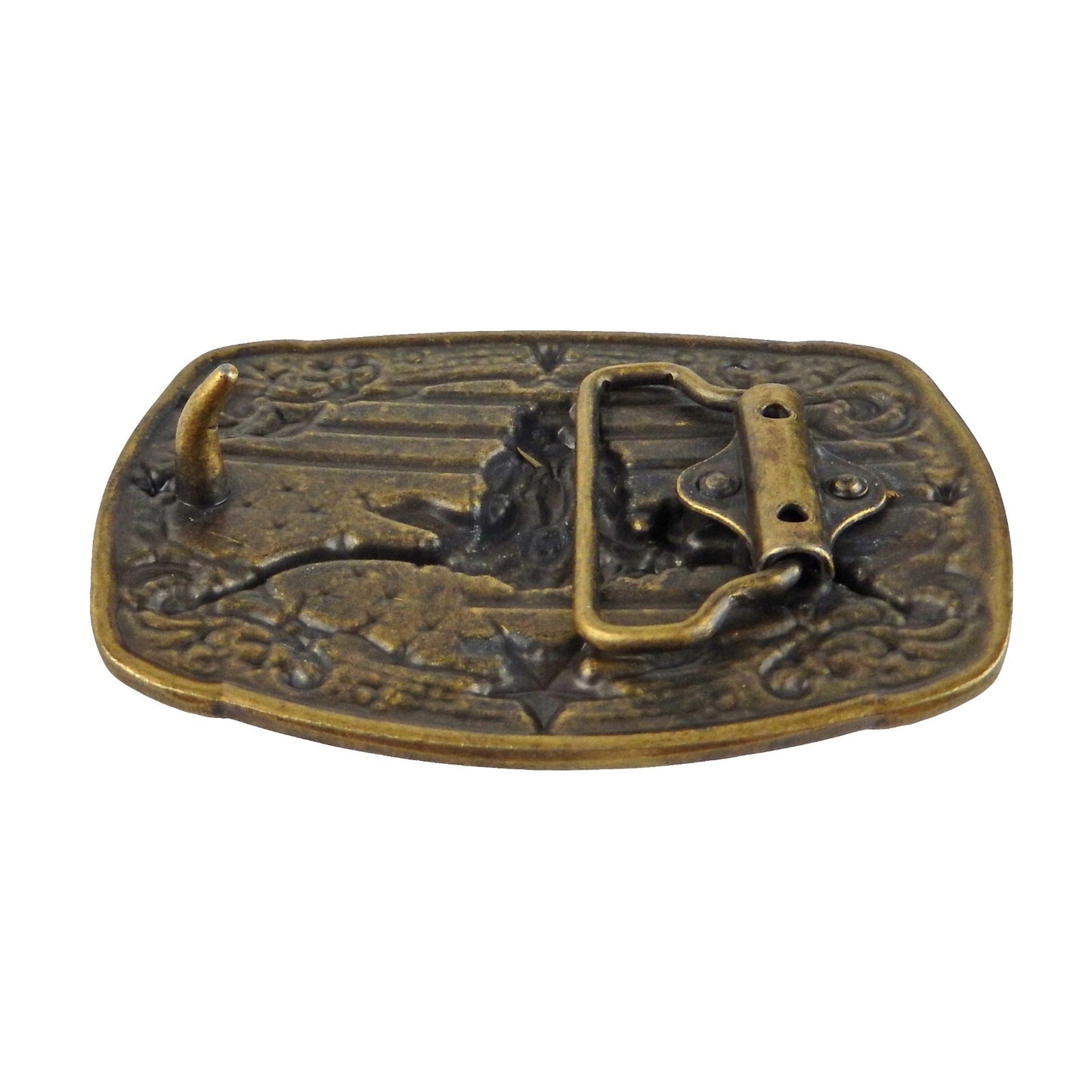American Flag Longhorn Steer Star Belt Buckle Antique Bronze Fits 1.5 inch Belts