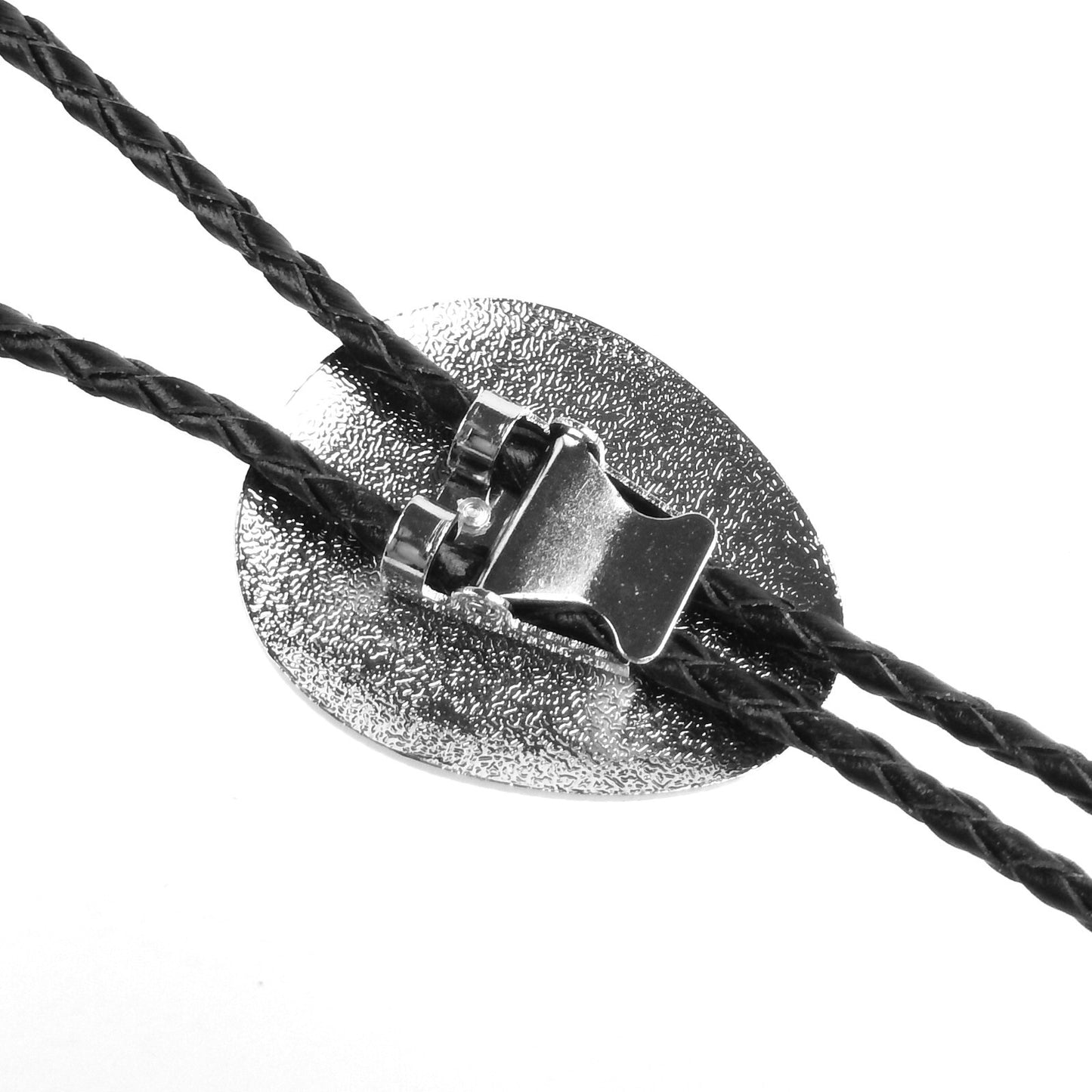 Oval Turquoise Stone Feather Bolo Tie Silver Color 40 inch Black Leather Cord