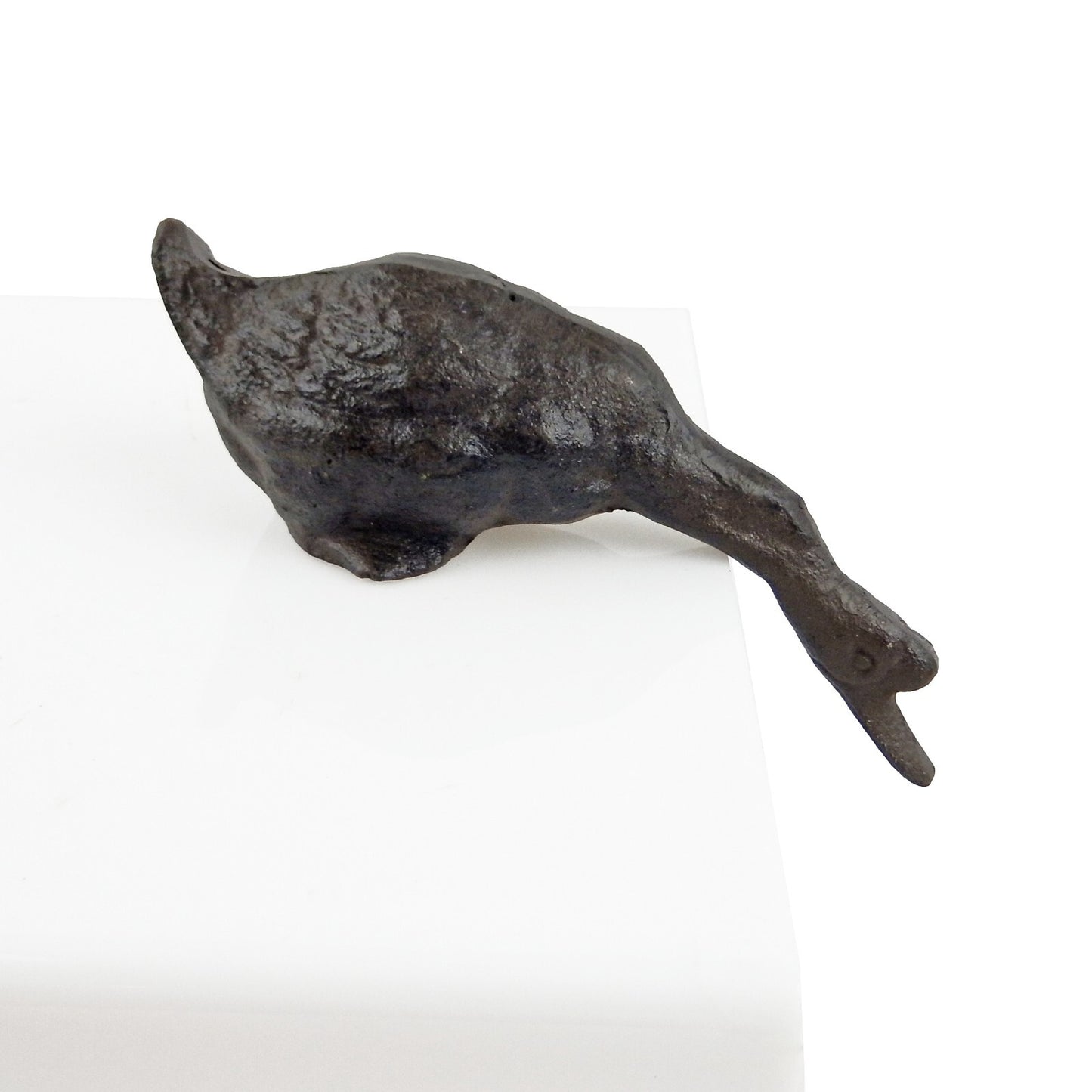 Set of 2 Cast Iron Geese Figurines Statues Garden Pond Decor Rustic Brown 6 inch