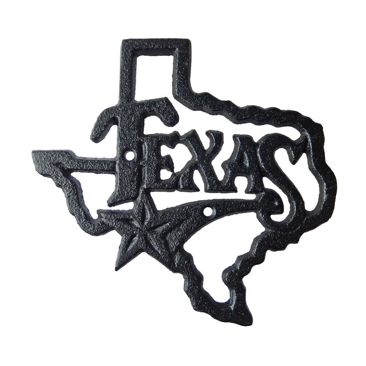 Black Cast Iron Texas Map Outline Star Wall Decor Plaque Souvenir 5.5 inch