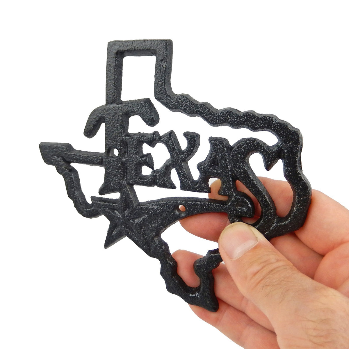 Black Cast Iron Texas Map Outline Star Wall Decor Plaque Souvenir 5.5 inch