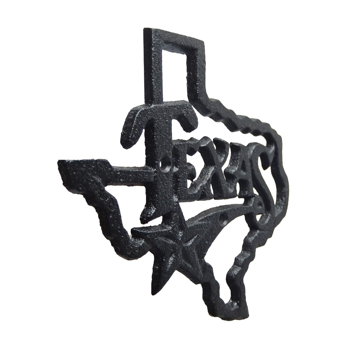 Black Cast Iron Texas Map Outline Star Wall Decor Plaque Souvenir 5.5 inch