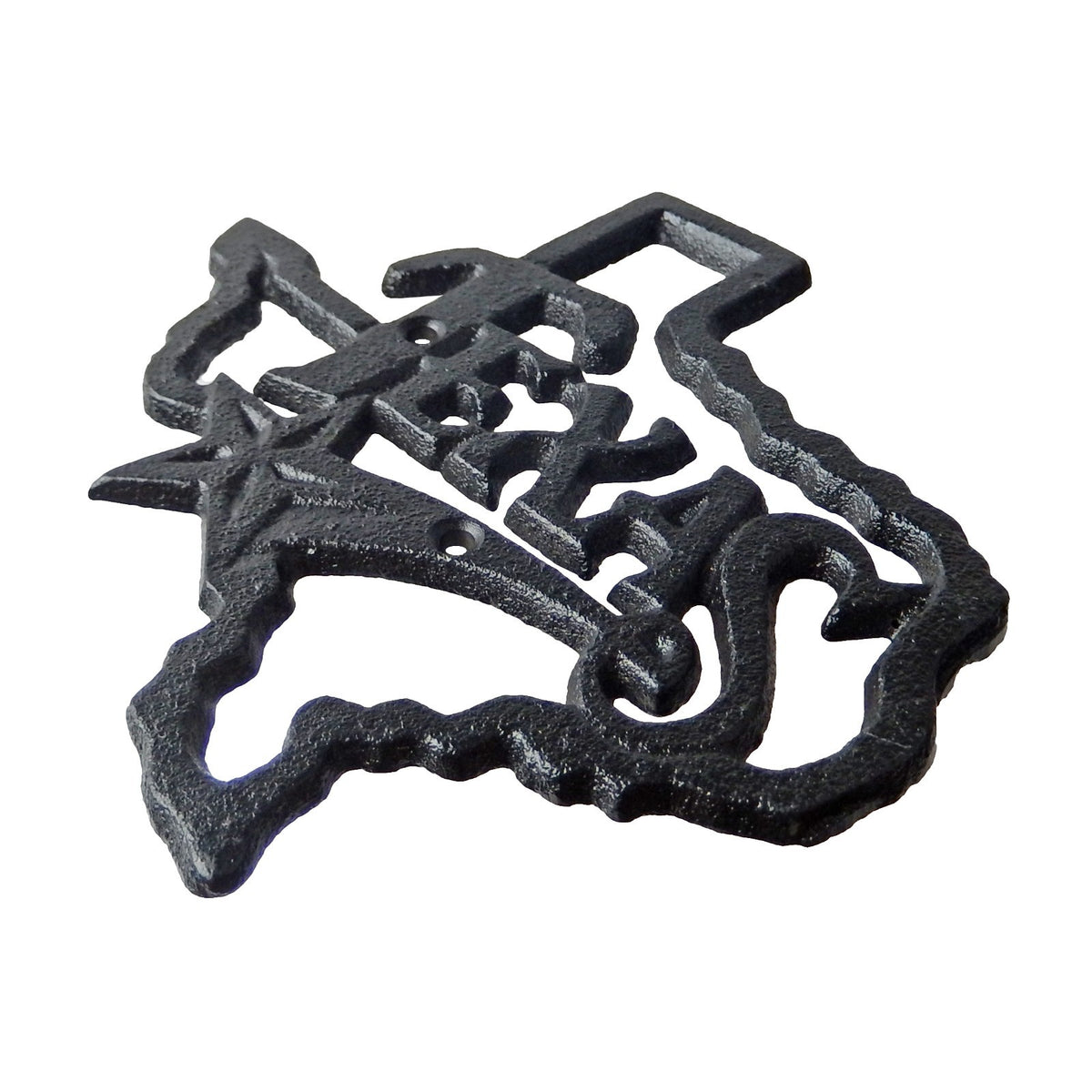 Black Cast Iron Texas Map Outline Star Wall Decor Plaque Souvenir 5.5 inch