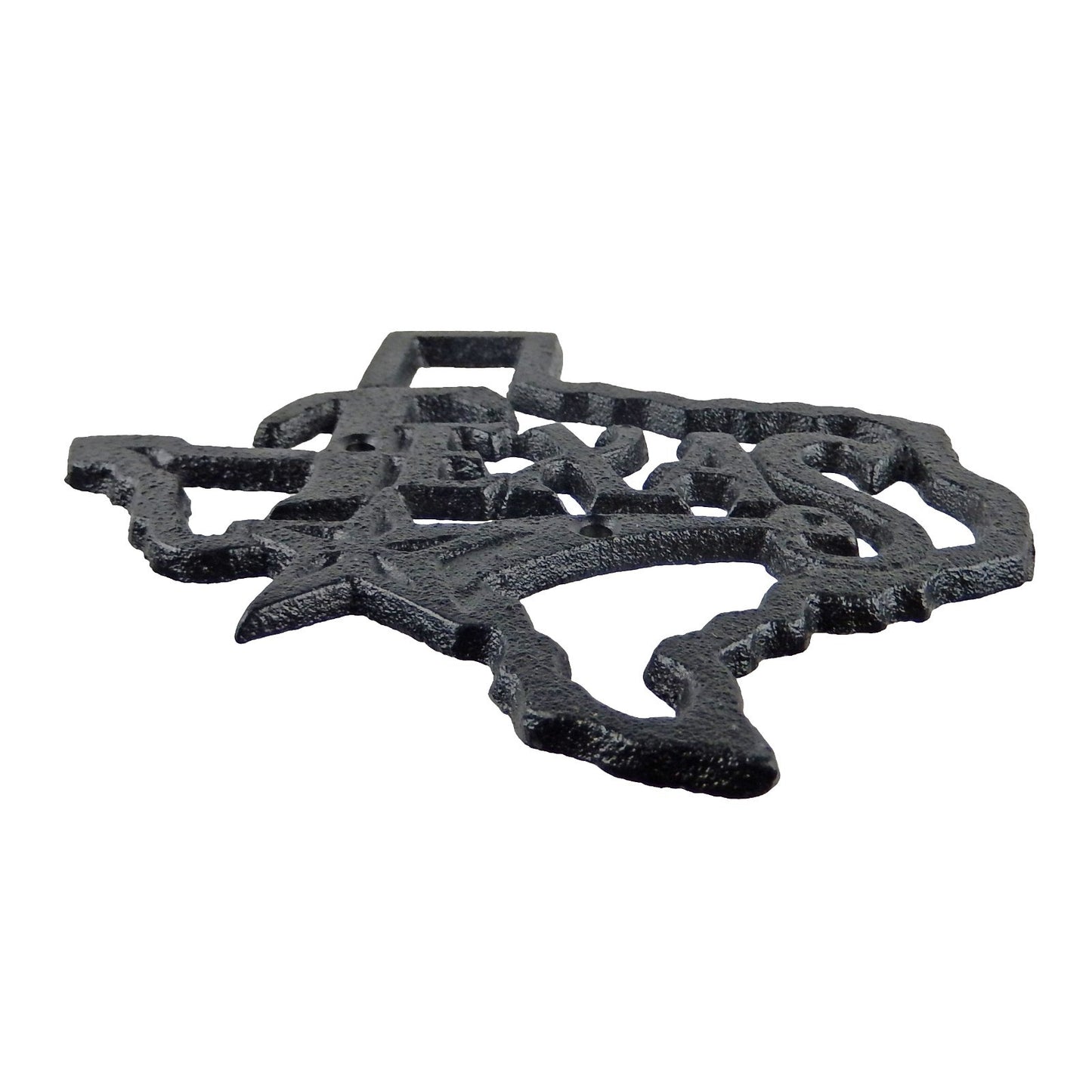 Black Cast Iron Texas Map Outline Star Wall Decor Plaque Souvenir 5.5 inch