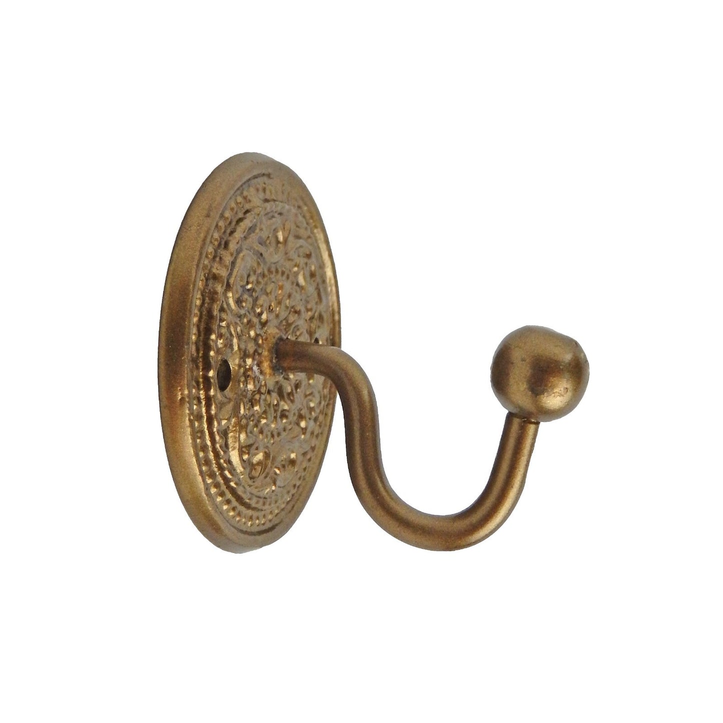 Small Brass Metal Wall Hook Floral Base Key Towel Robe Door Hanger Lightweight
