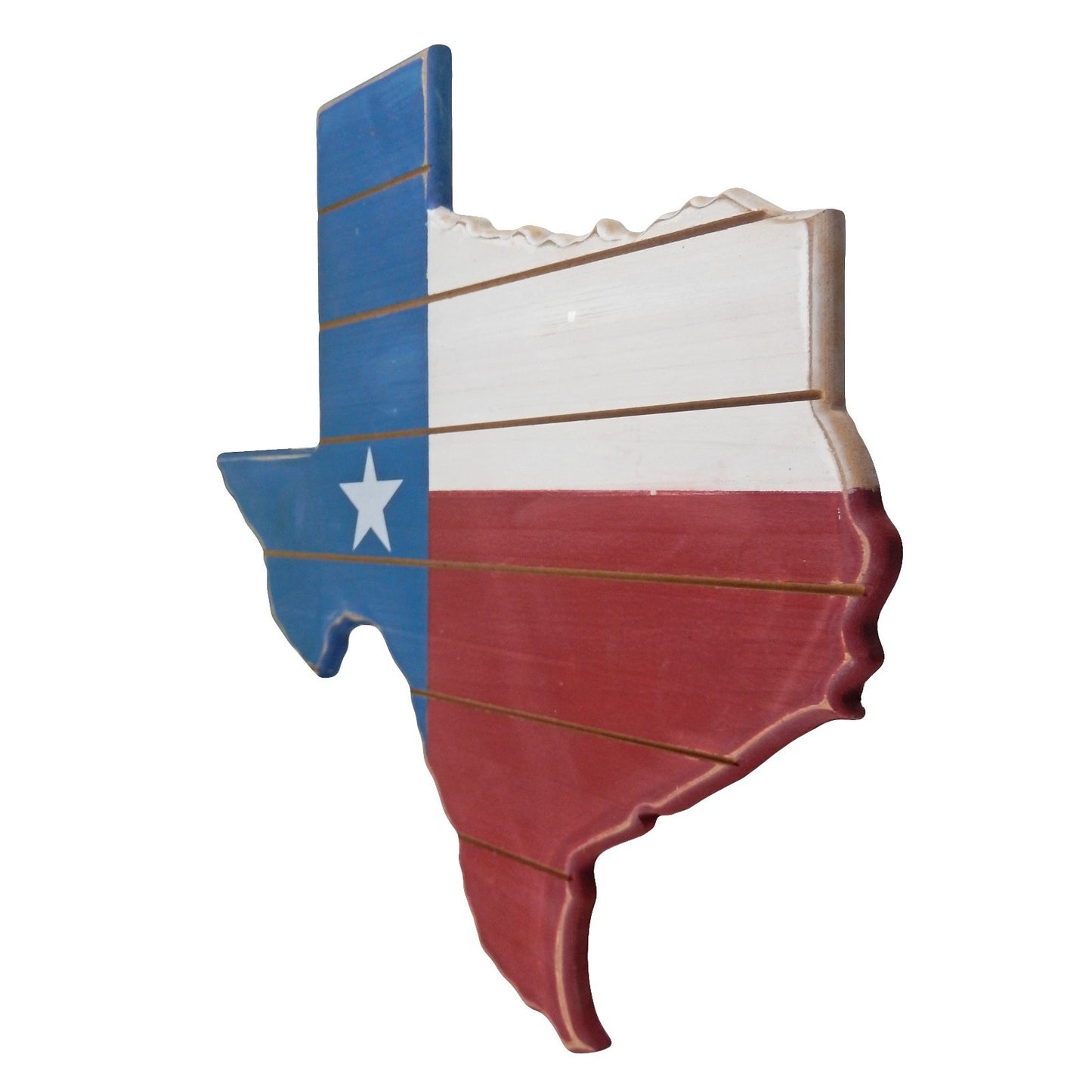 Rustic Distressed Wood Texas Flag Map Outline Wall Decor Hand Painted 18.5 inch