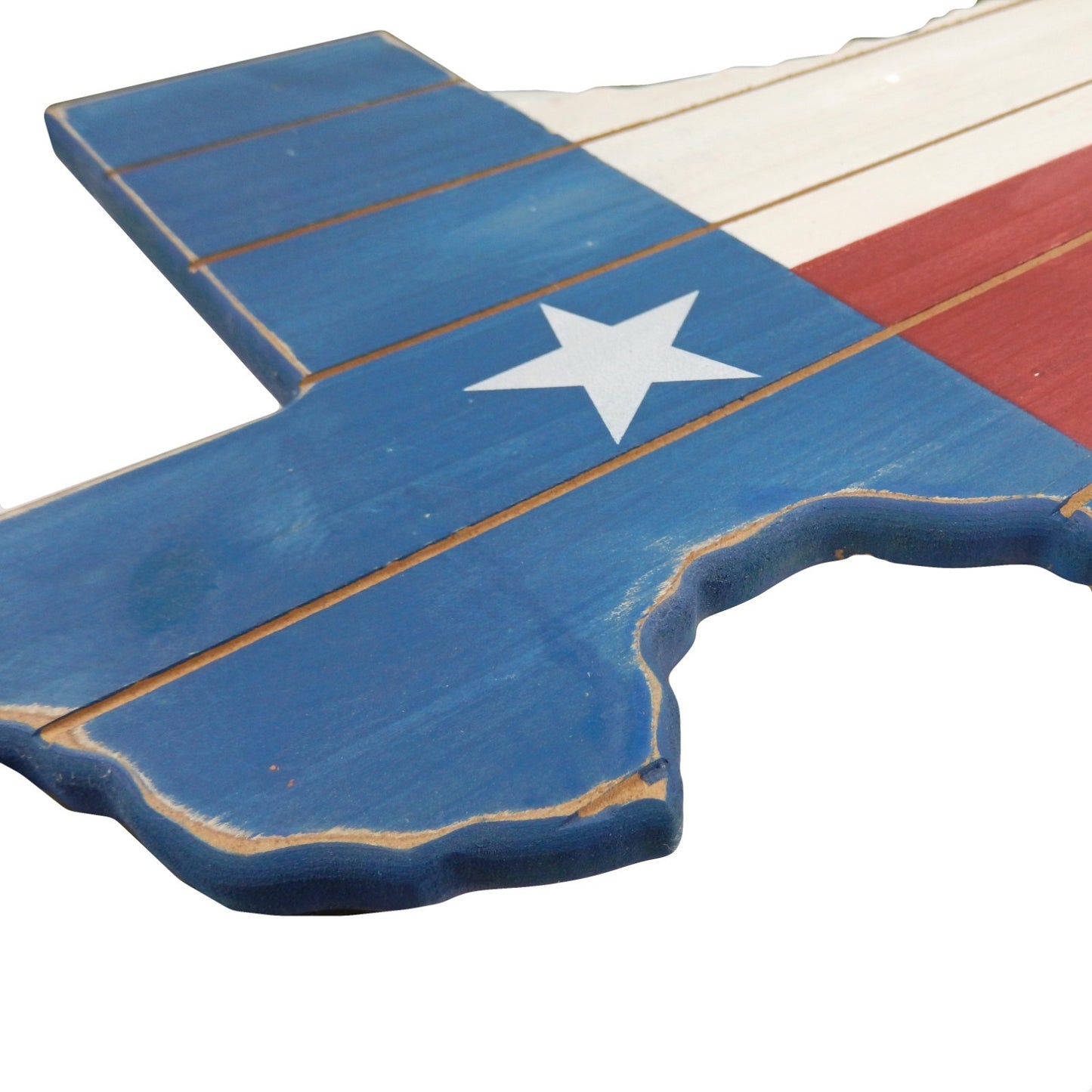 Rustic Distressed Wood Texas Flag Map Outline Wall Decor Hand Painted 18.5 inch