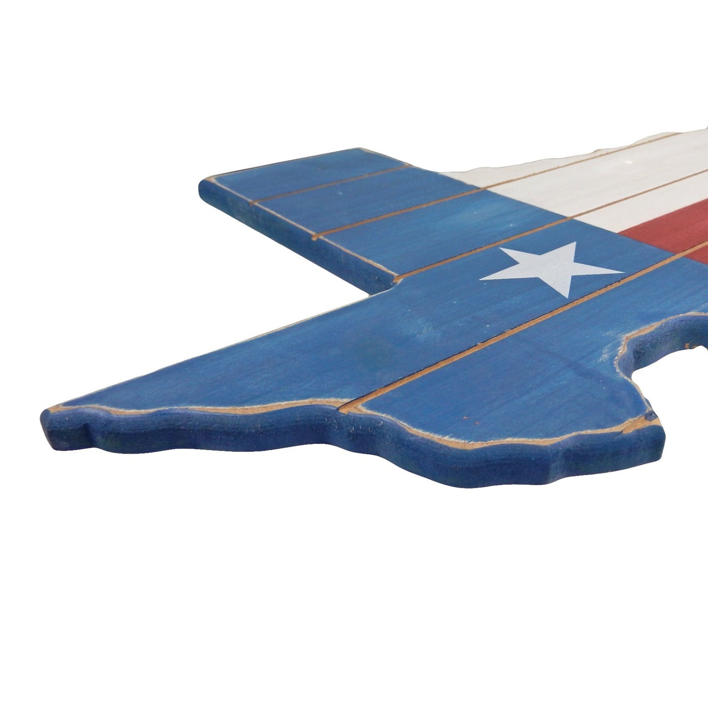 Rustic Distressed Wood Texas Flag Map Outline Wall Decor Hand Painted 18.5 inch