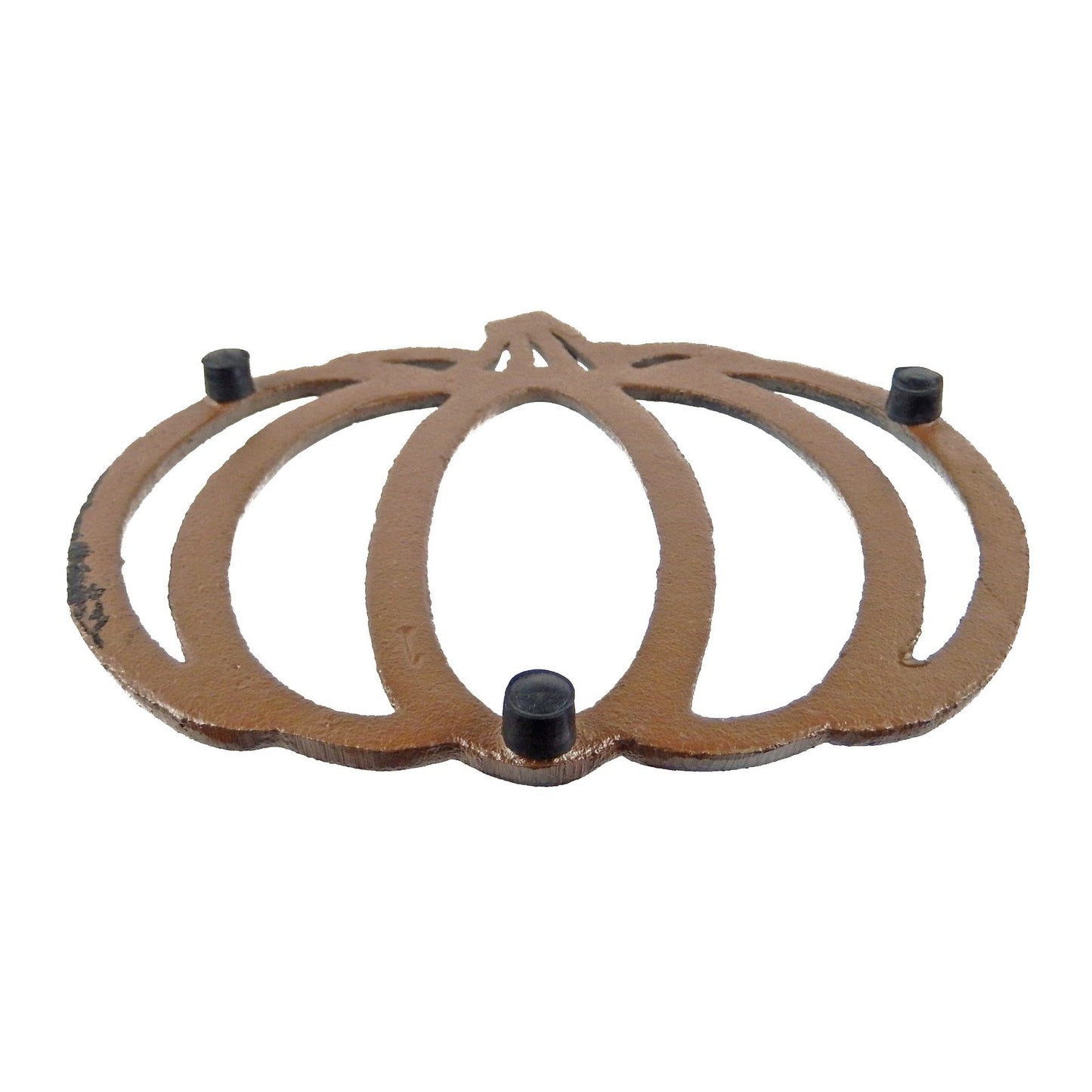 Fall Pumpkin Shaped Trivet Hot Pot Plate Holder Rustic Antique Brown Cast Iron