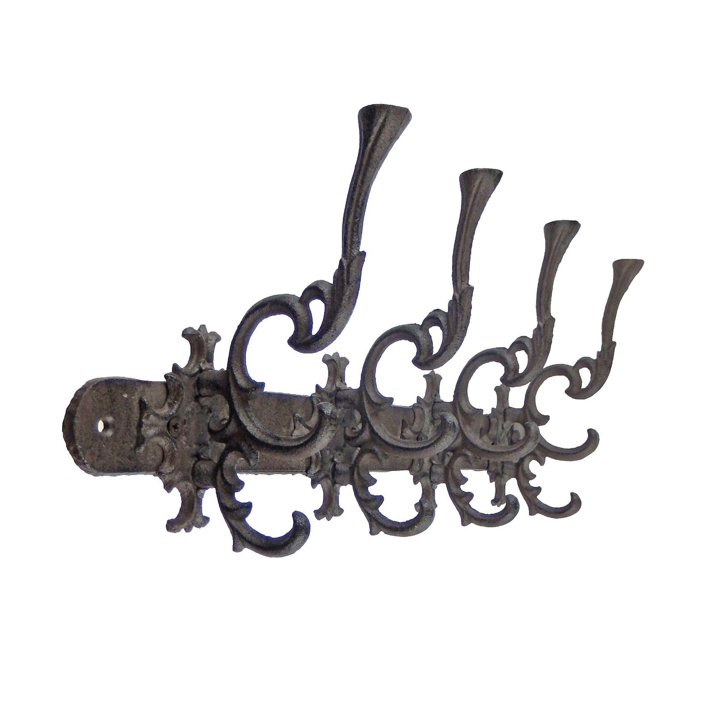 Large Antique Style Cast Iron Wall Hook Coat Rack Hanger Rustic Brown 17.5 inch