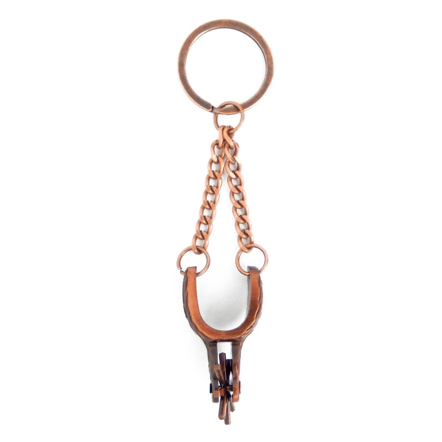 Metal Western Cowboy Spur Keychain Keyring Antique Copper Finish 4 3/4 inch Long