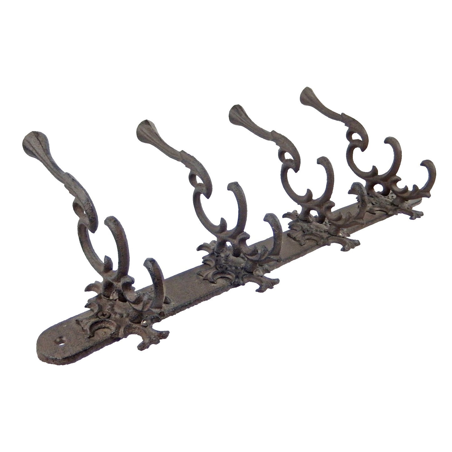 Large Antique Style Cast Iron Wall Hook Coat Rack Hanger Rustic Brown 17.5 inch