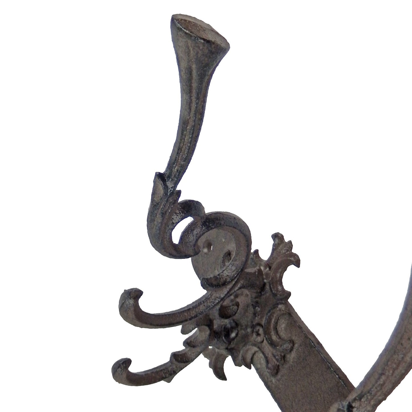 Large Antique Style Cast Iron Wall Hook Coat Rack Hanger Rustic Brown 17.5 inch