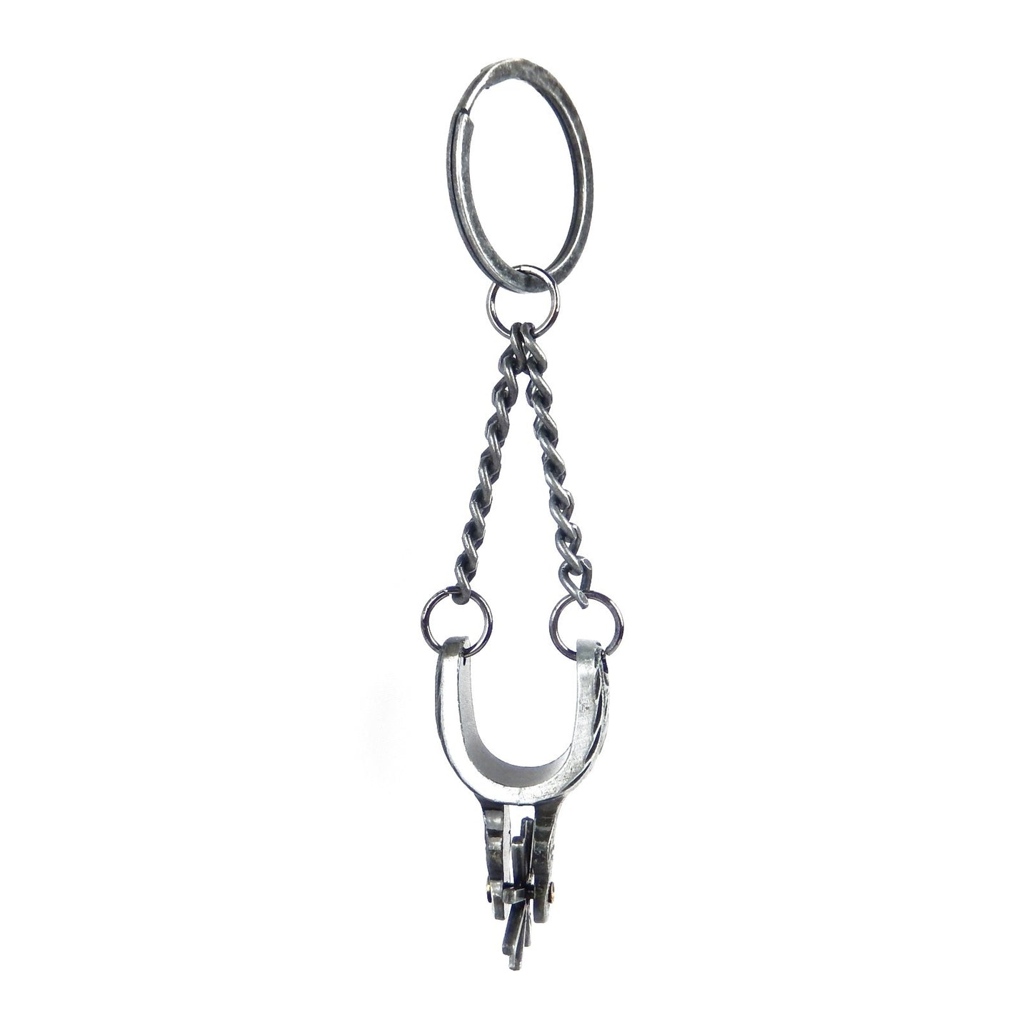 Metal Western Cowboy Spur Keychain Keyring Antique Silver Finish 4 3/4 inch Long