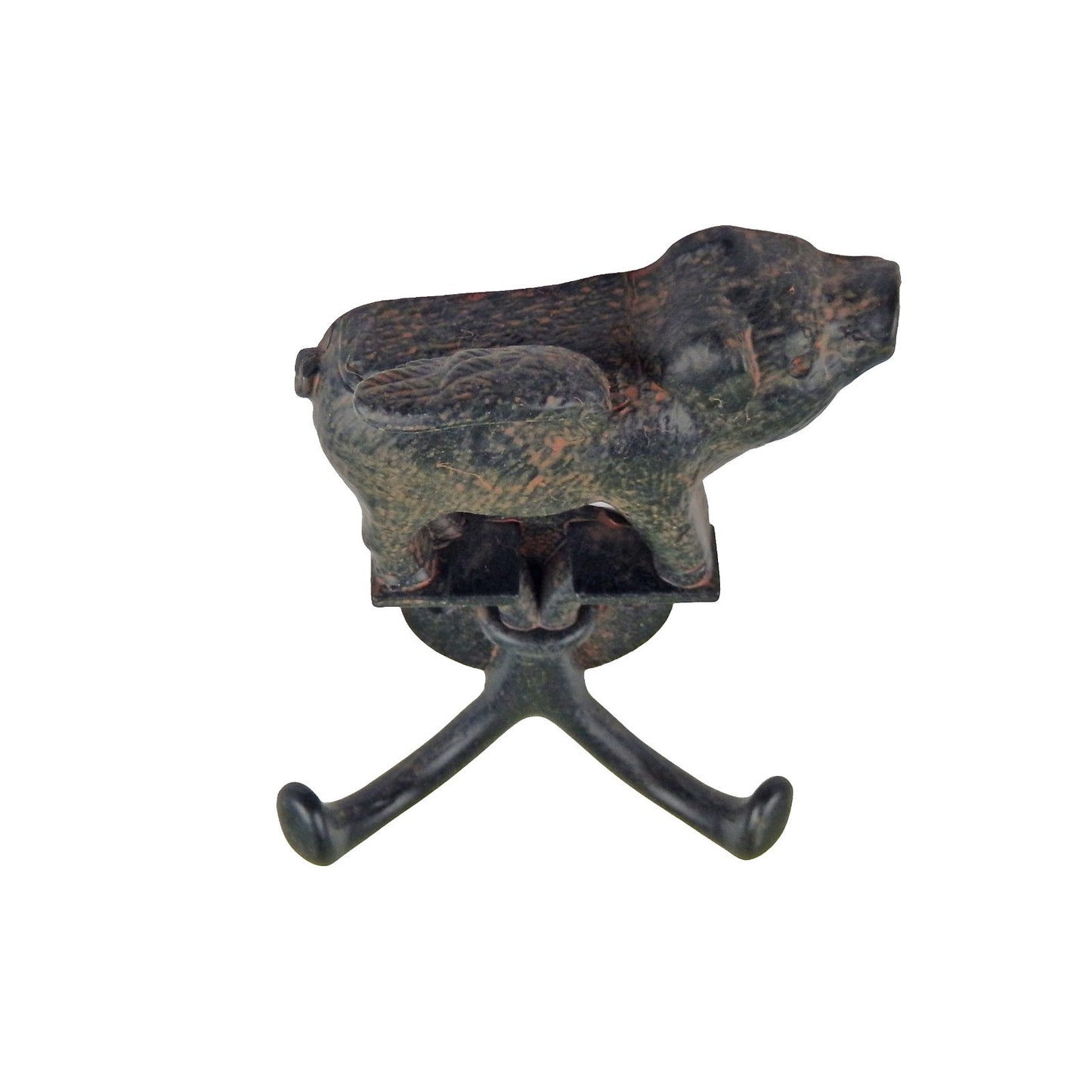 Metal Flying Pig Double Wall Hook Key Coat Towel Hanger Rustic Antique Style
