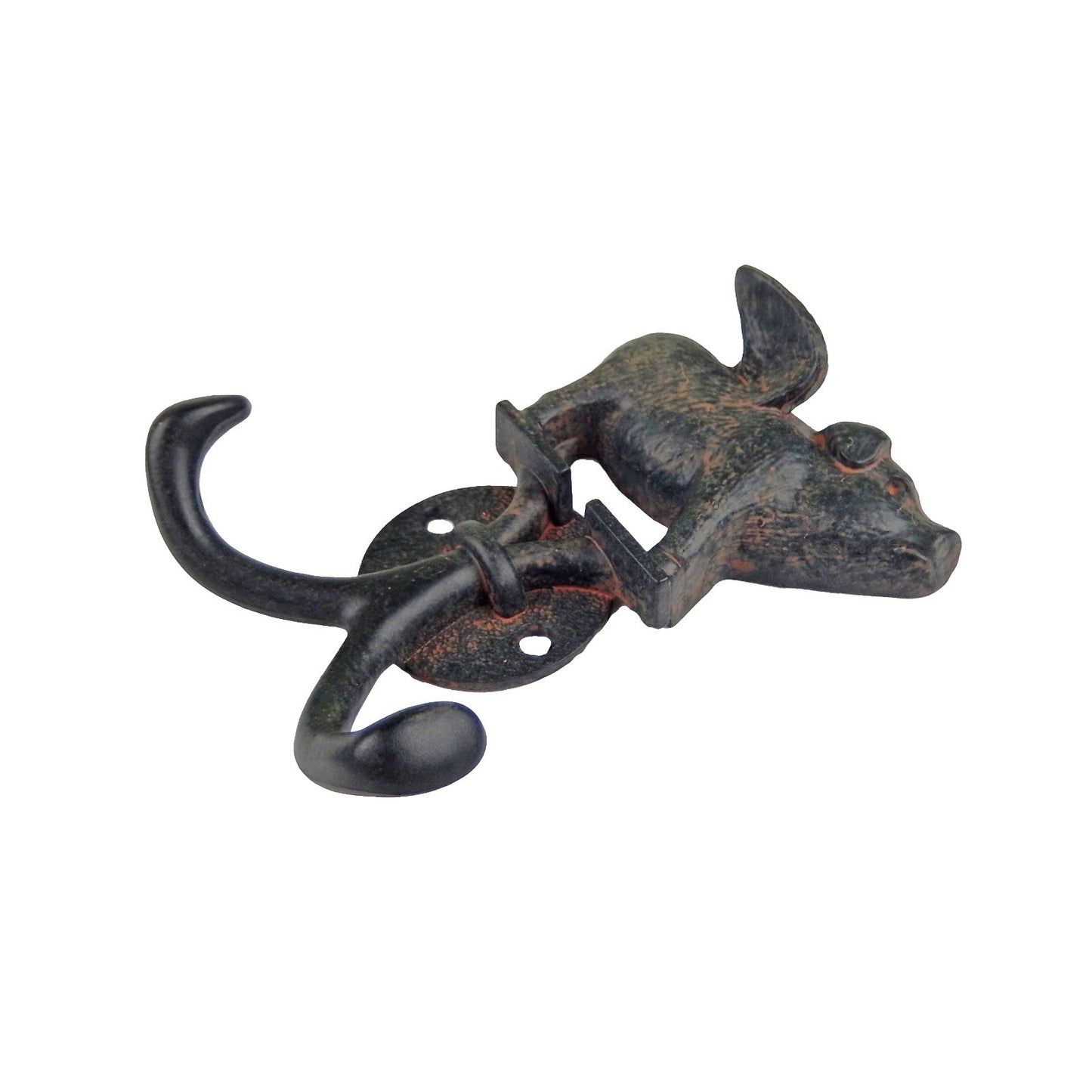 Metal Flying Pig Double Wall Hook Key Coat Towel Hanger Rustic Antique Style