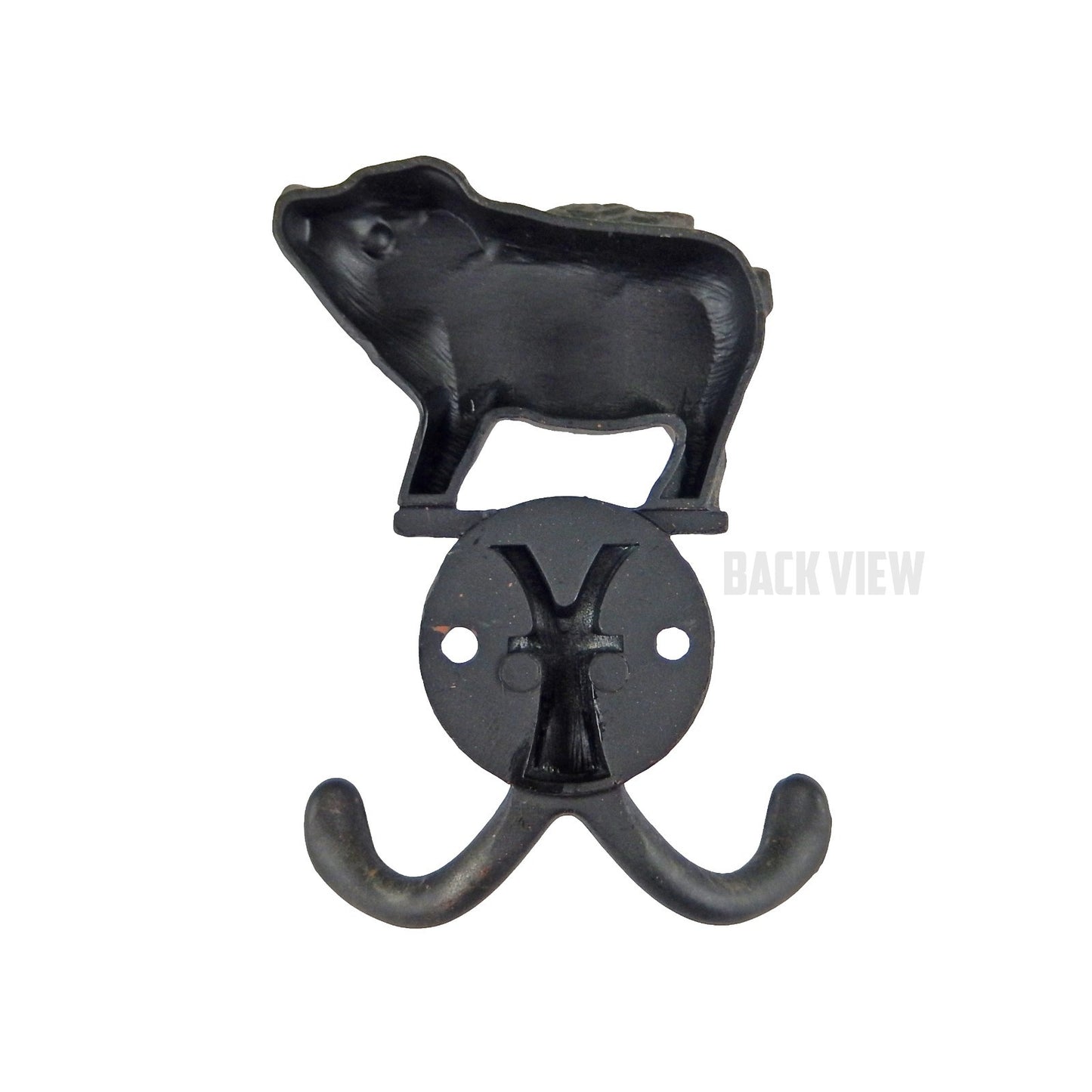 Metal Flying Pig Double Wall Hook Key Coat Towel Hanger Rustic Antique Style